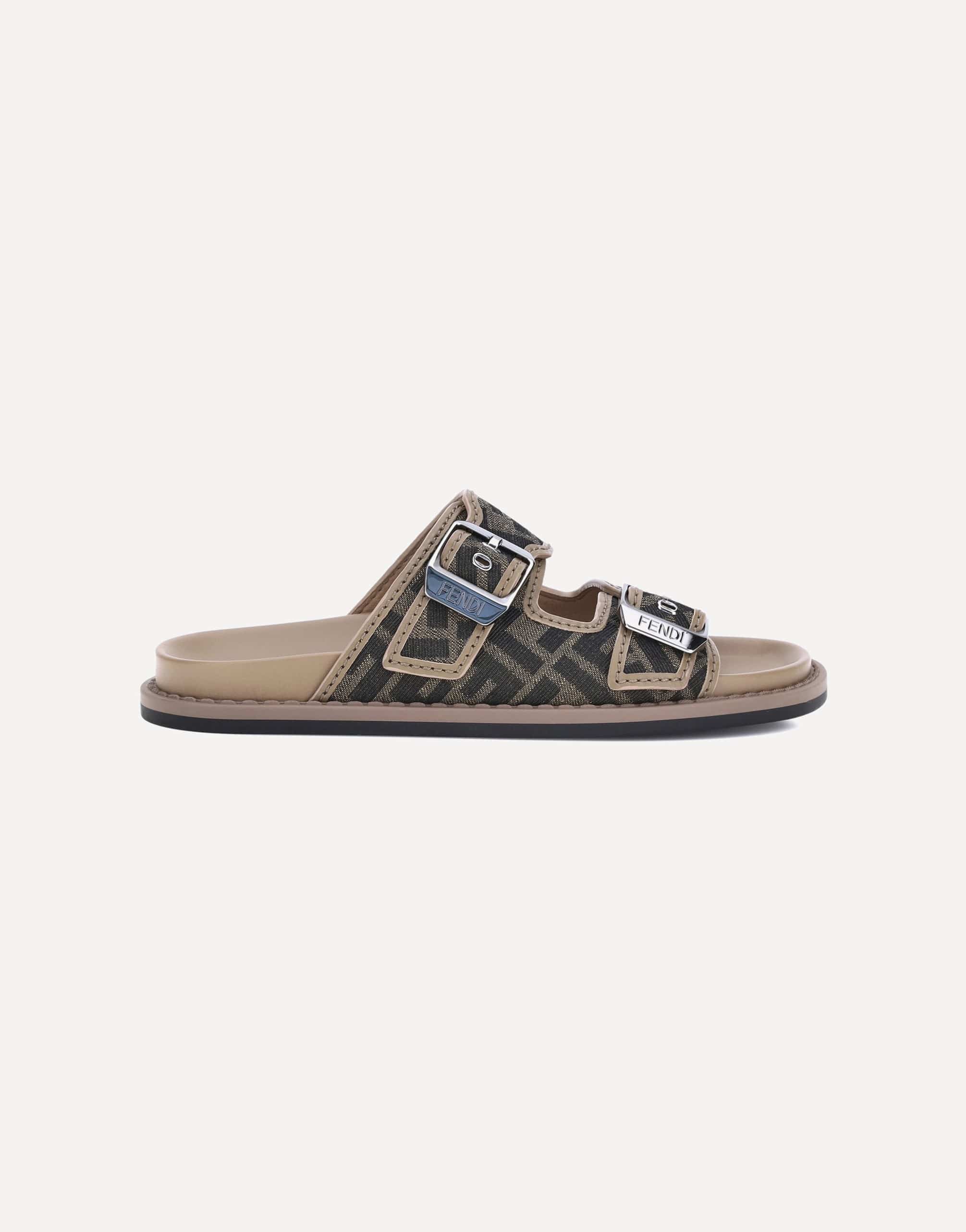 Fendi Ff Leather Flat Sandals