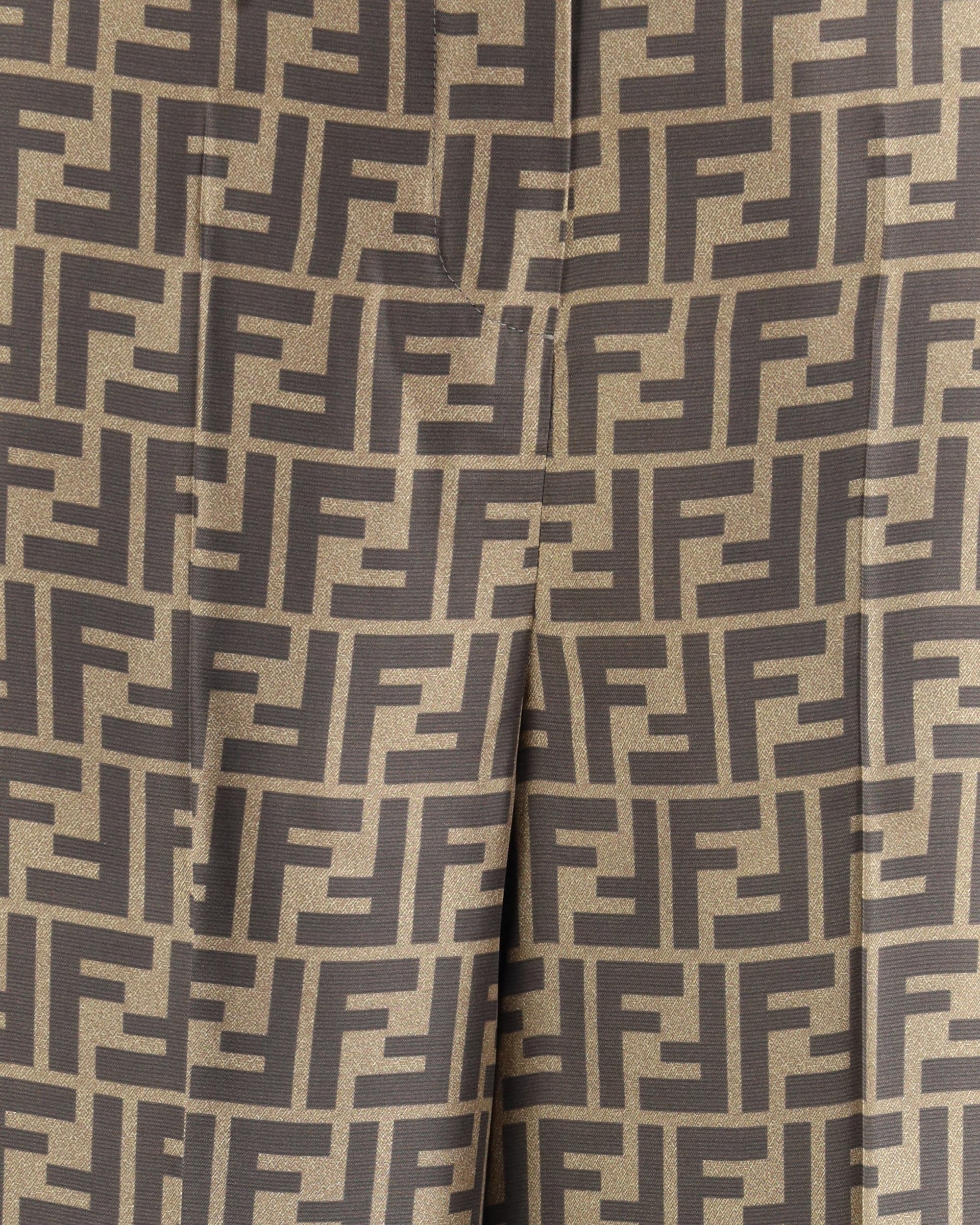 Fendi Ff Monogram Silk Palazzo Pants
