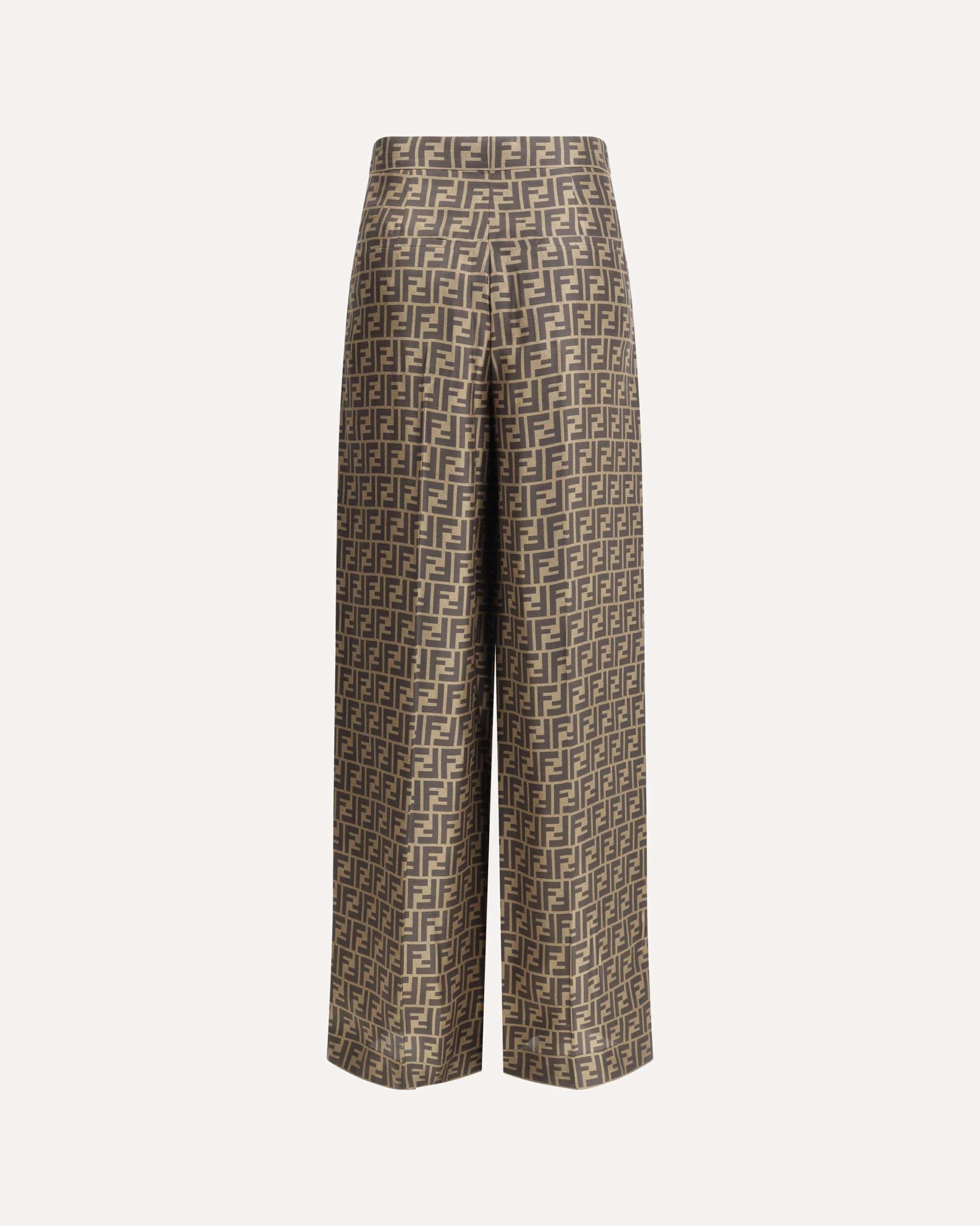 Fendi Ff Monogram Silk Palazzo Pants