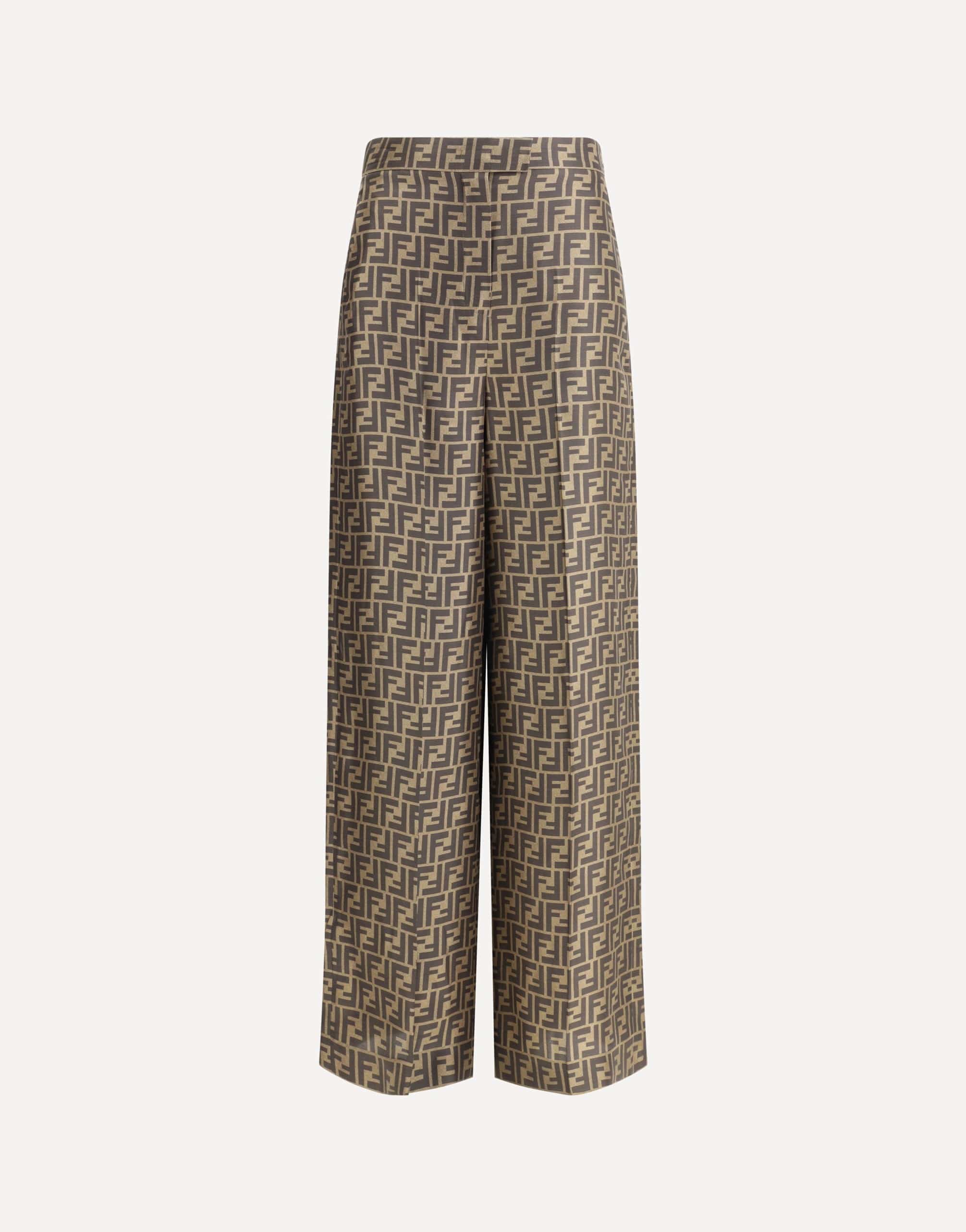 Fendi Ff Monogram Silk Palazzo Pants