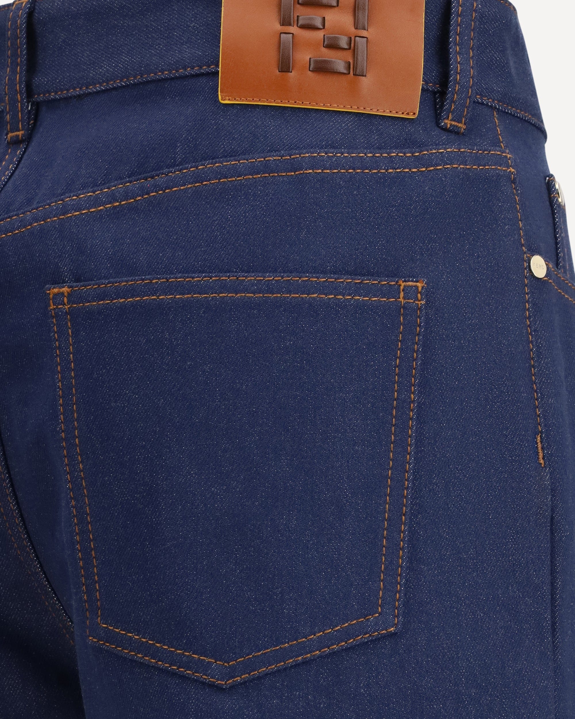 Fendi Five-Pocket Straight Cut Jeans With Logo Detail