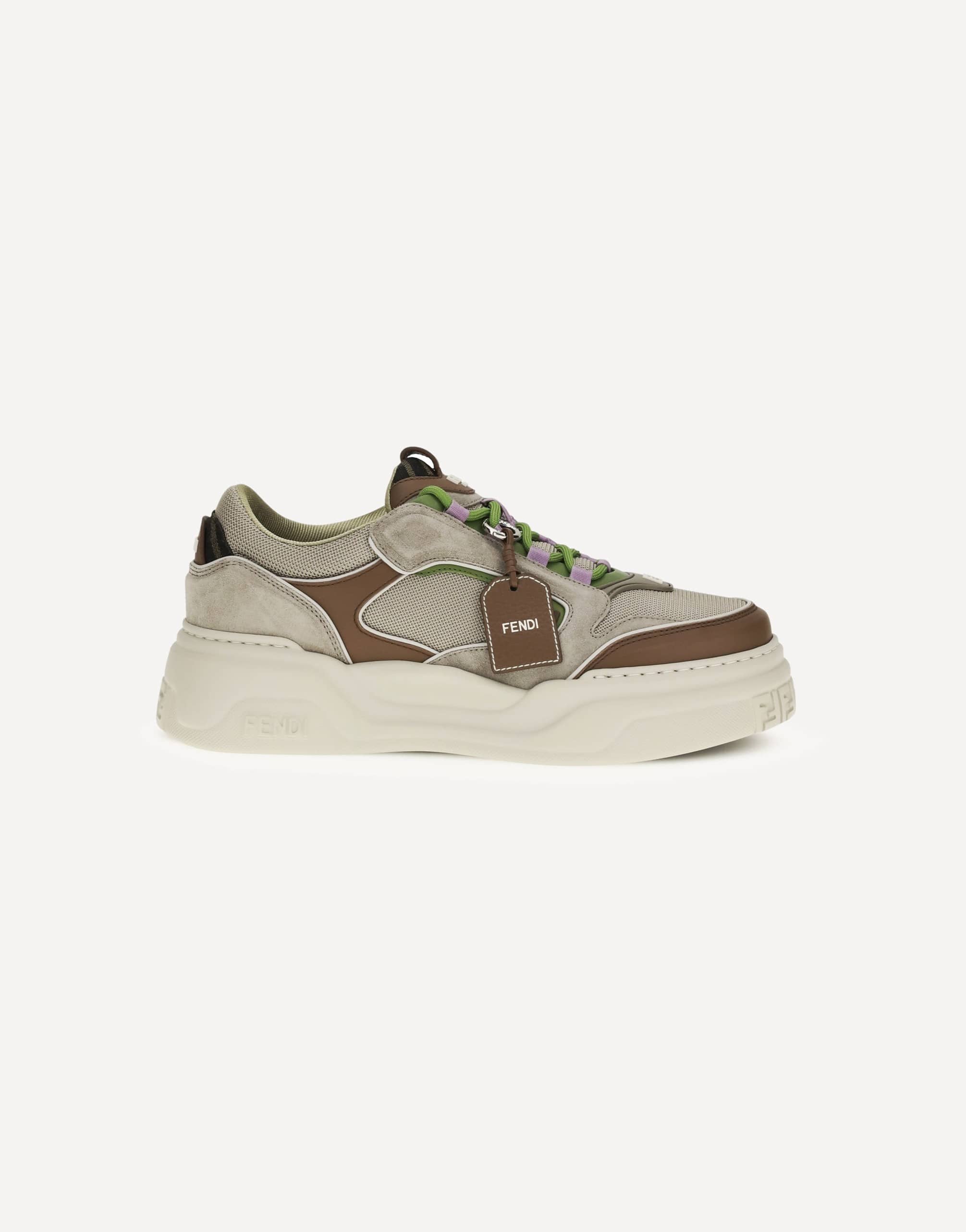 Fendi Force Sneakers Beige Mesh Lace-Up