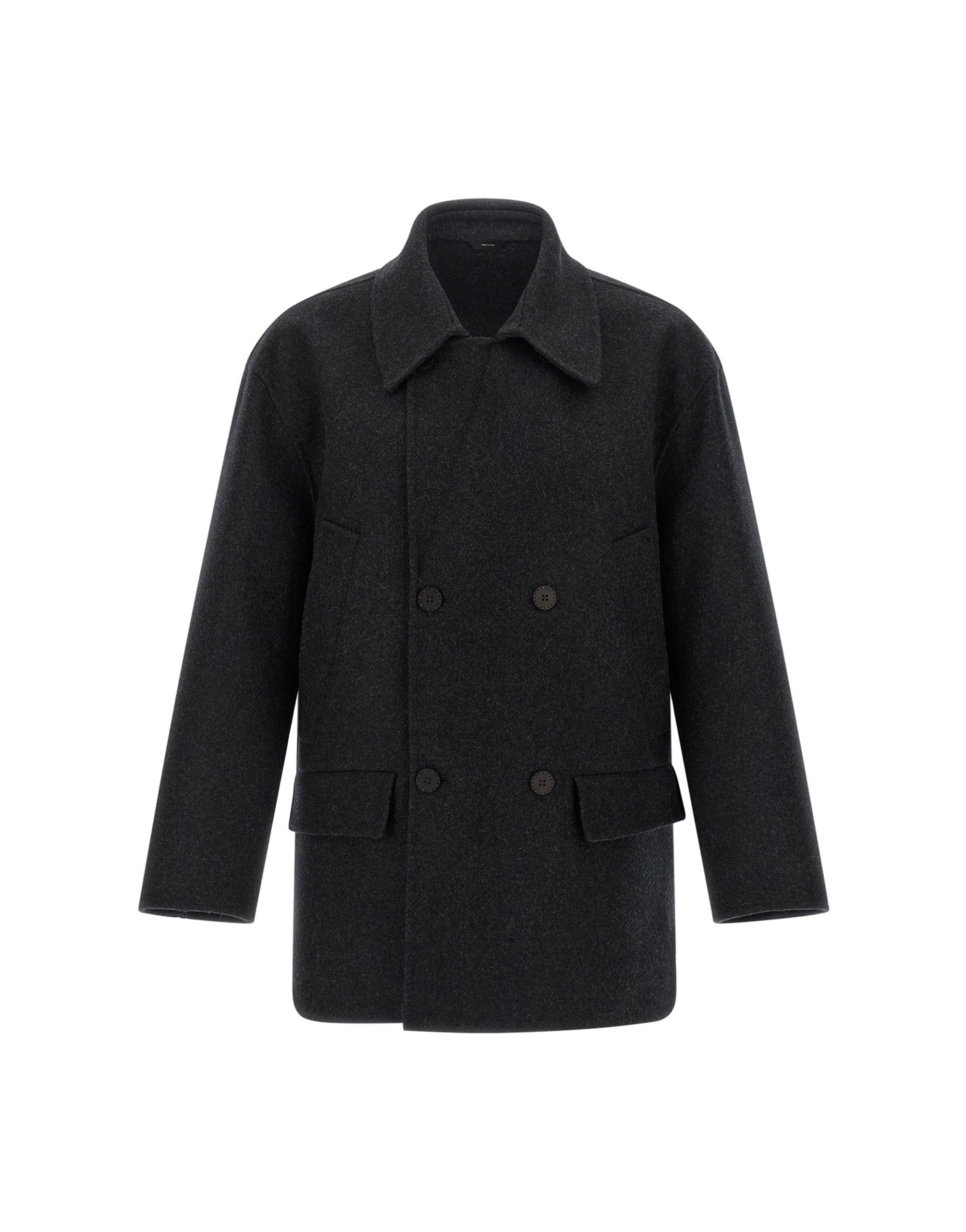 Fendi Fendi Gray Felt Wool Caban Coat