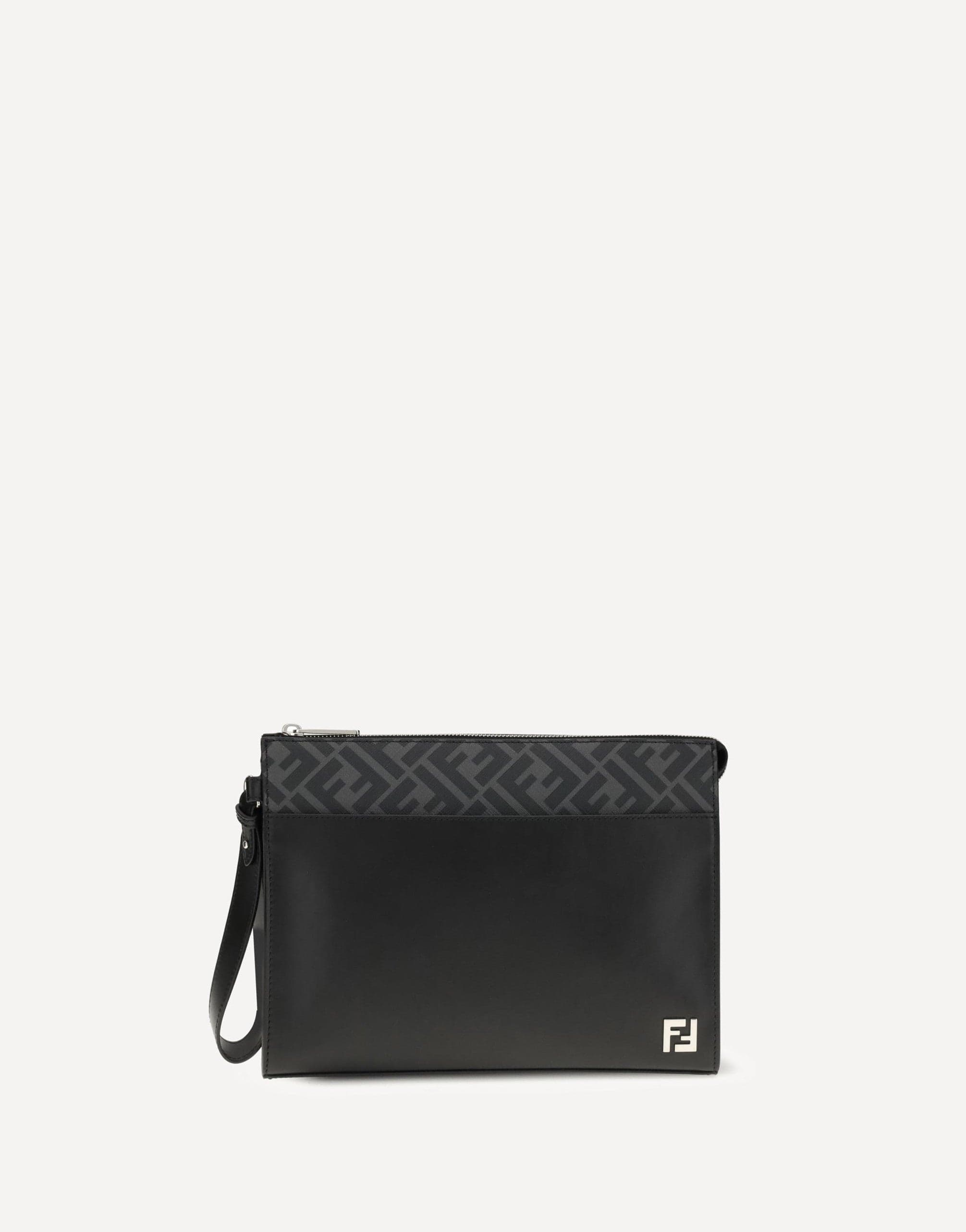 Fendi Leather Ff Canvas Pouch