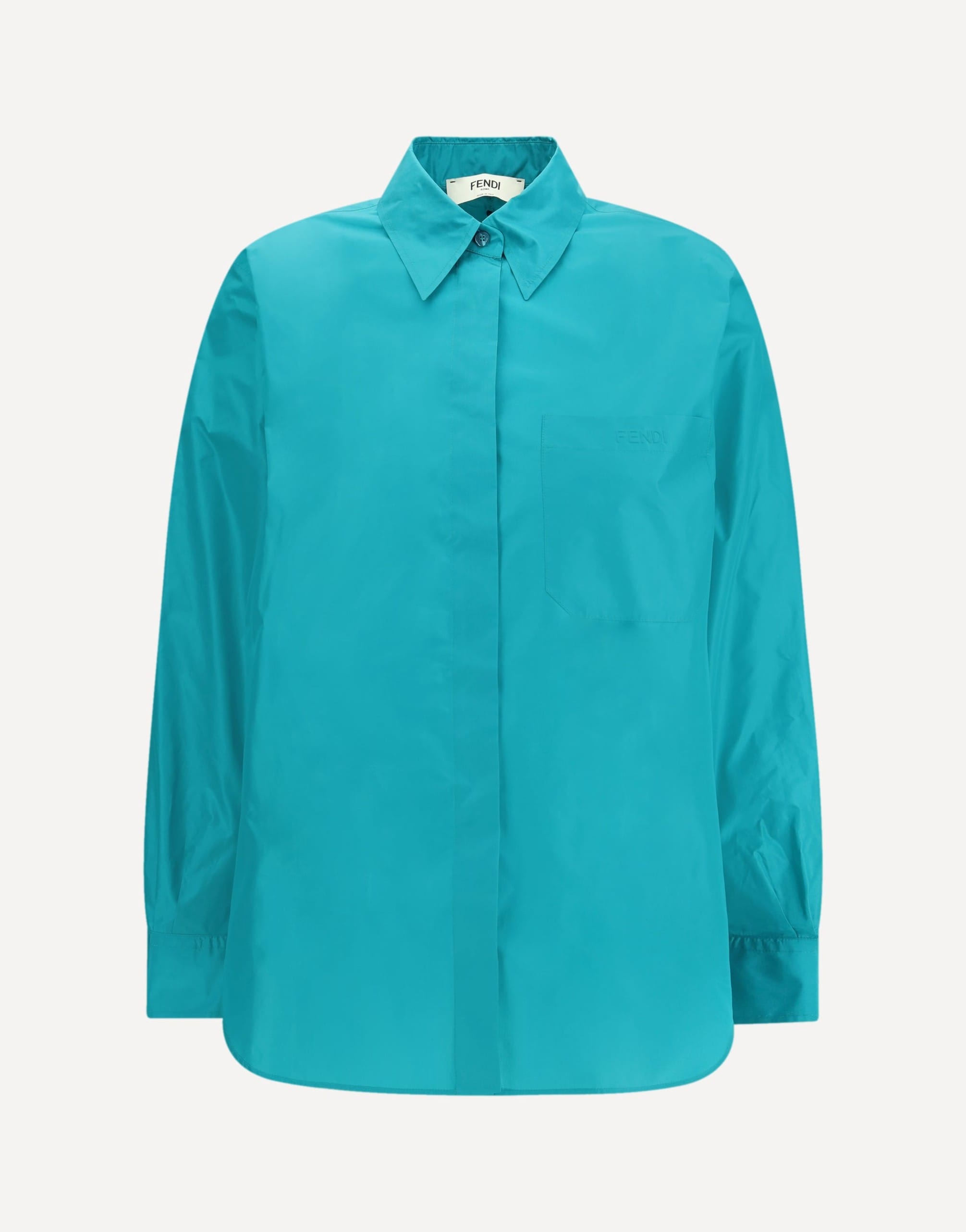 Fendi Light Blue Silk Taffeta Shirt