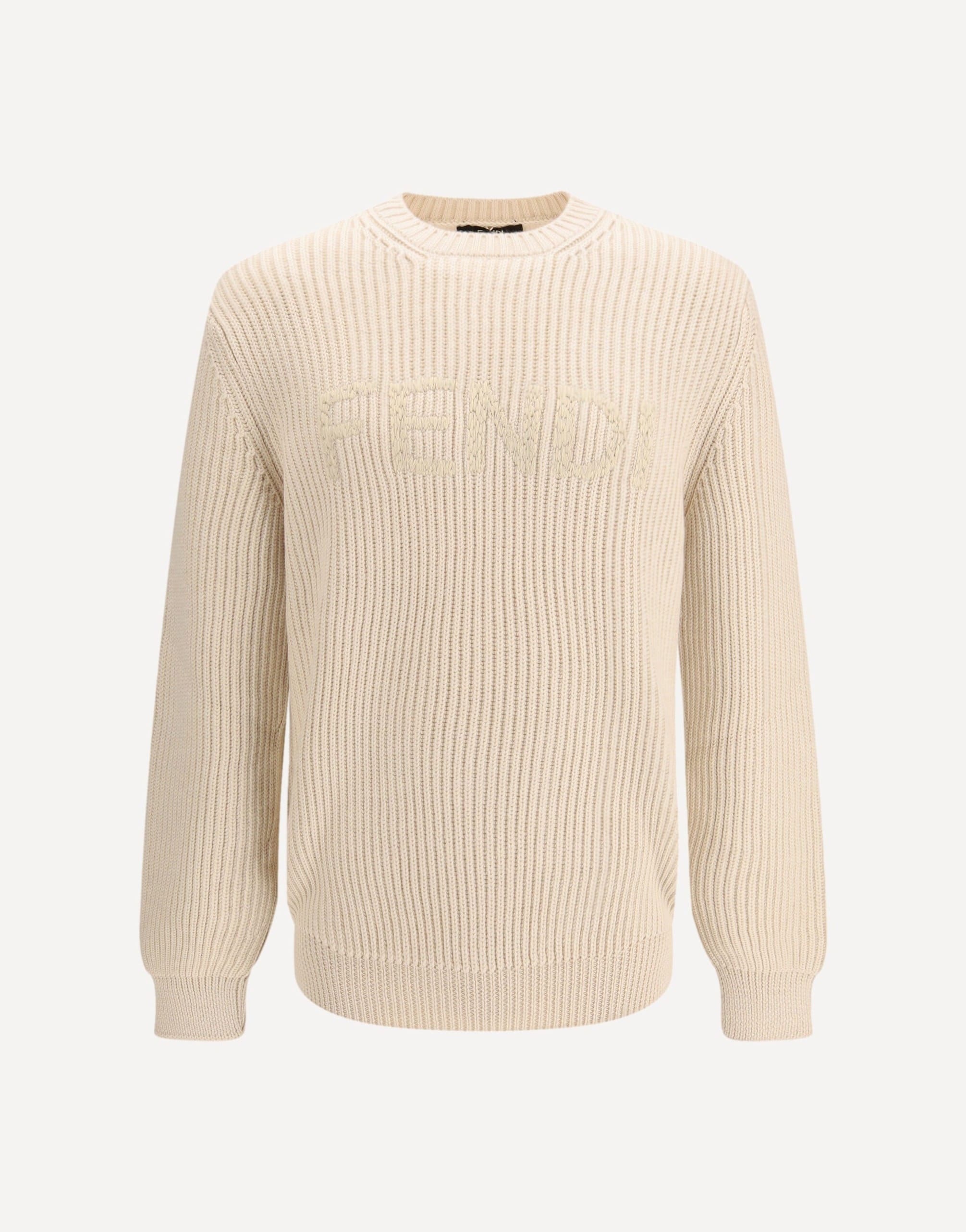 Fendi Light Grey Wool Crew-Neck Knit