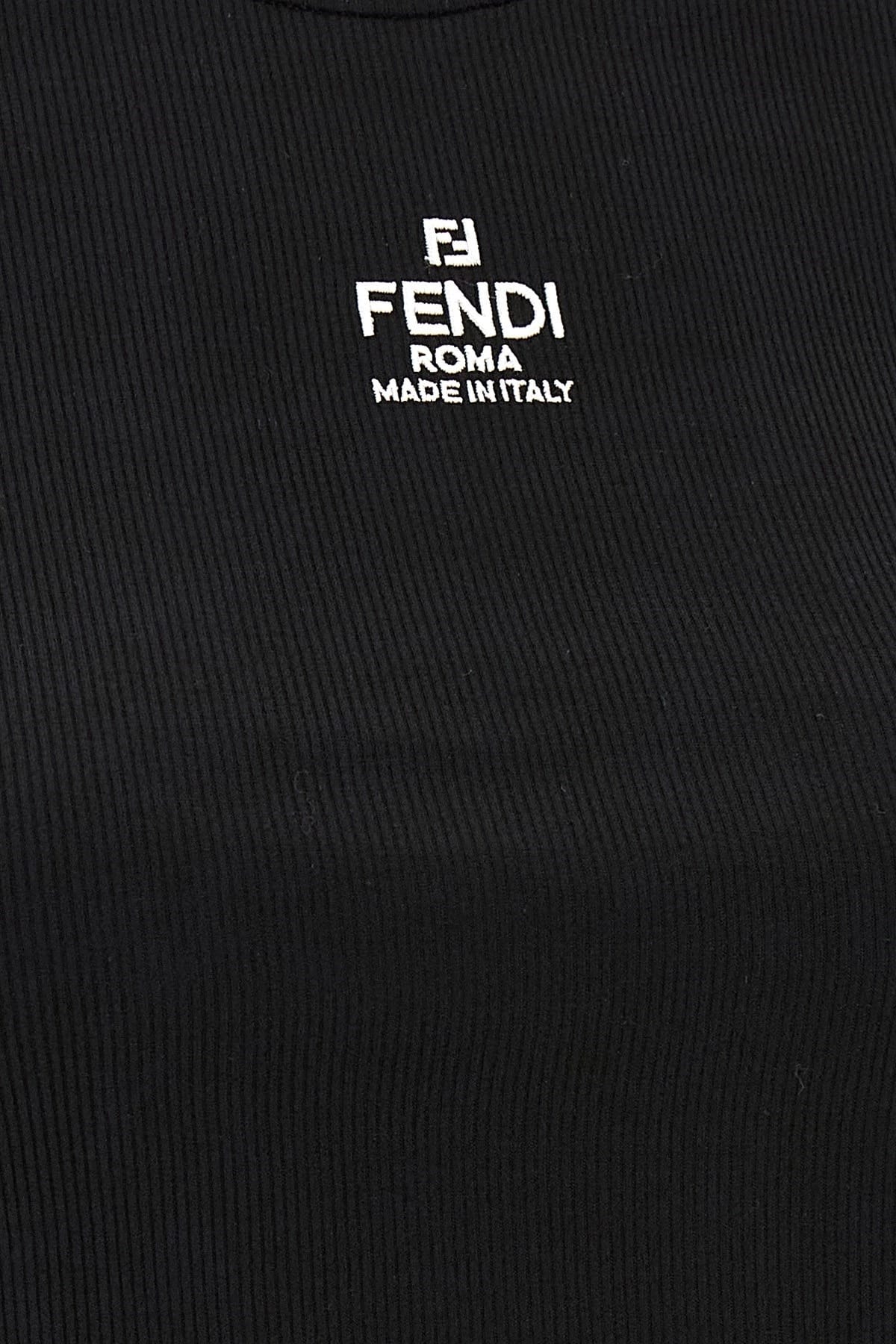 Fendi Fendi Logo Embroidered Cropped T-Shirt