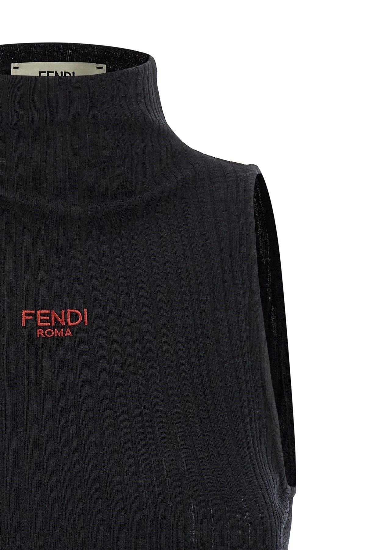 Fendi Fendi Logo Embroidered Ruffled Top