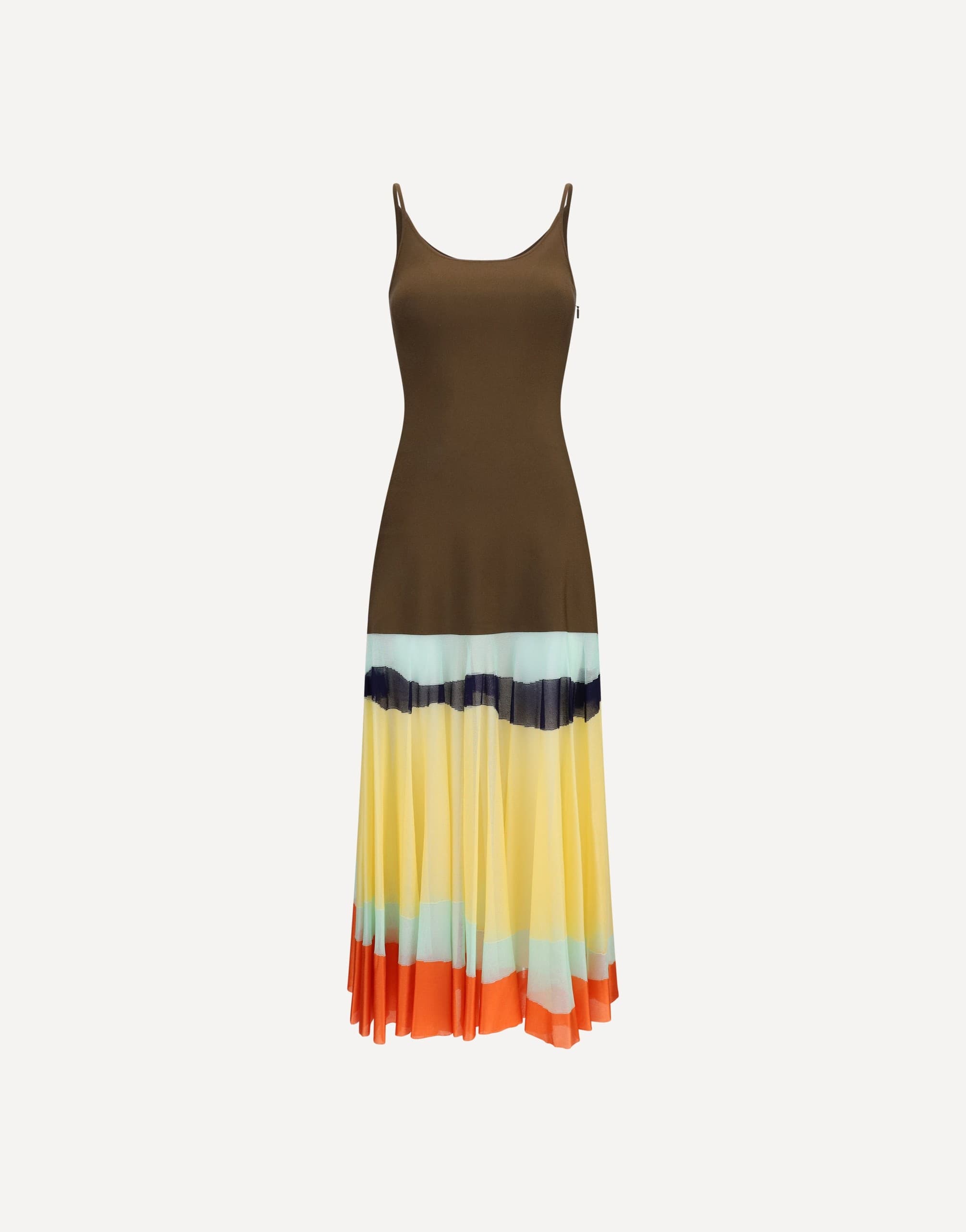Fendi Long Dress With Color-Striped Skirt Maxi