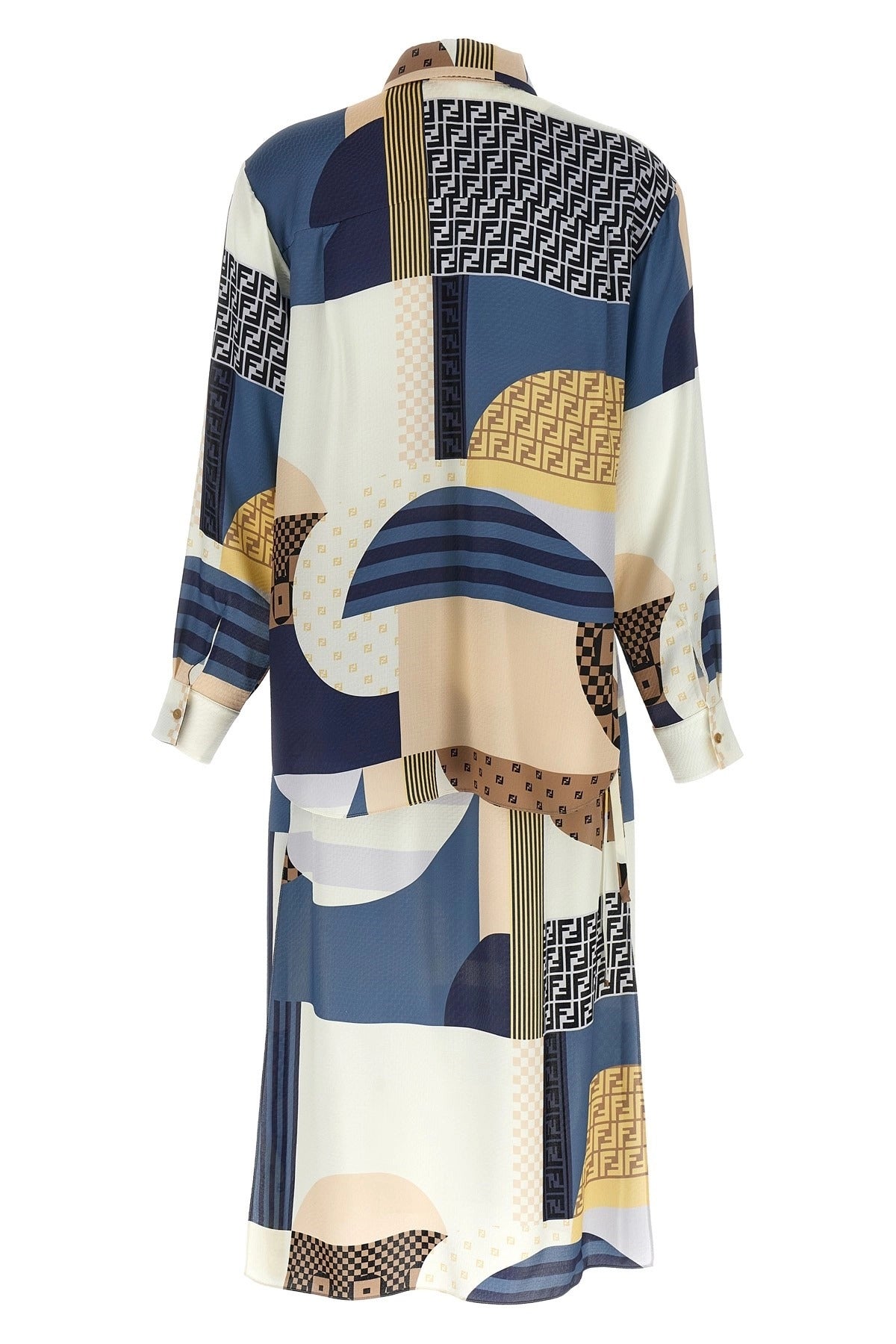Fendi Patchwork-Seiden-Midikleid