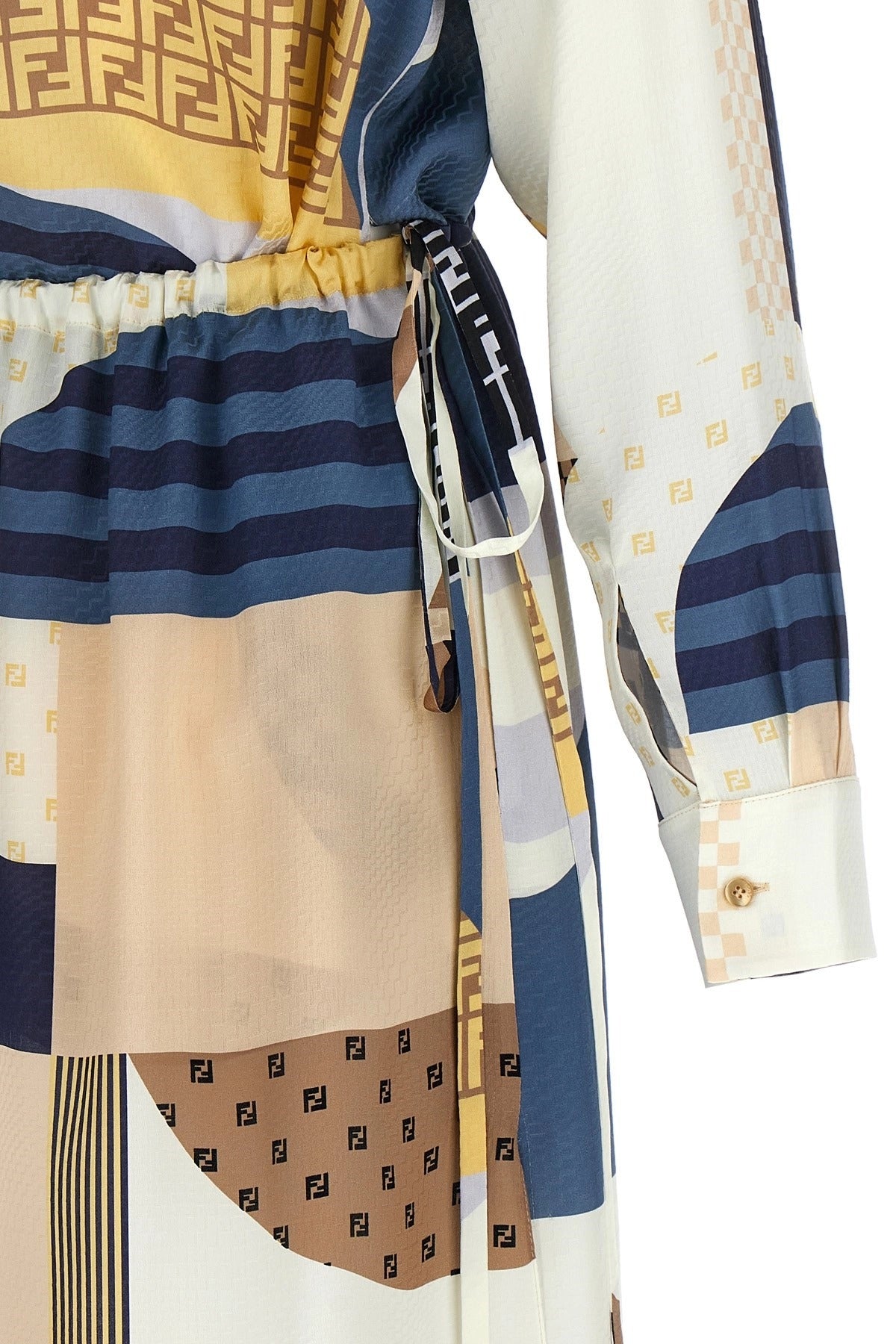 Fendi Patchwork-Seiden-Midikleid