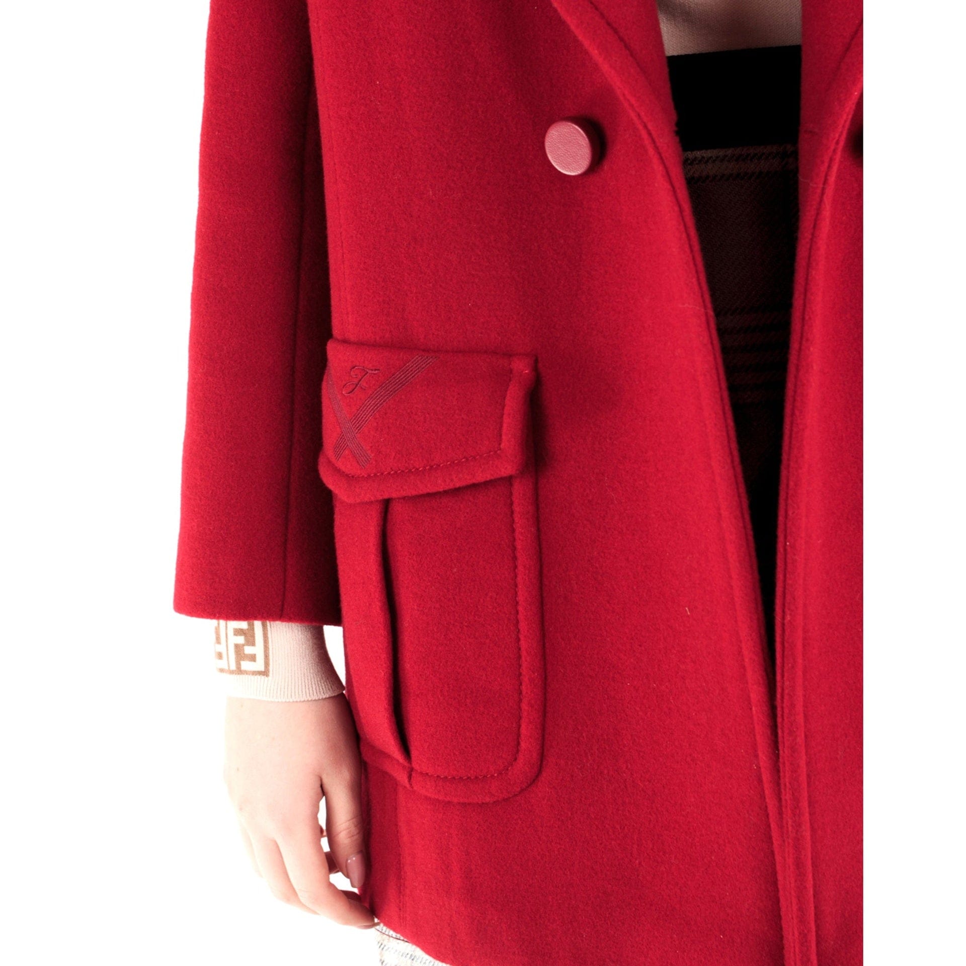 Fendi Removable Fox Fur Collar Wool Coat