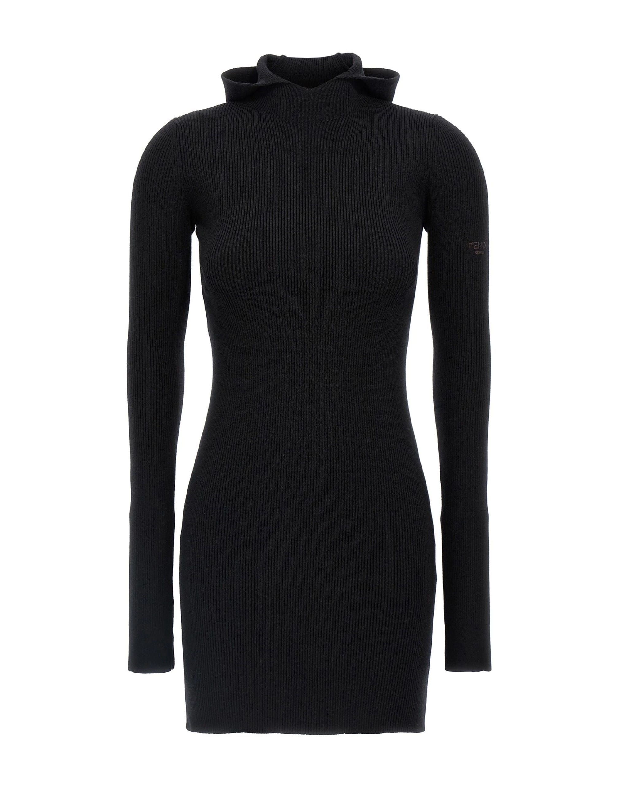 Fendi geripptes Mini-Kleid mit Kapuze