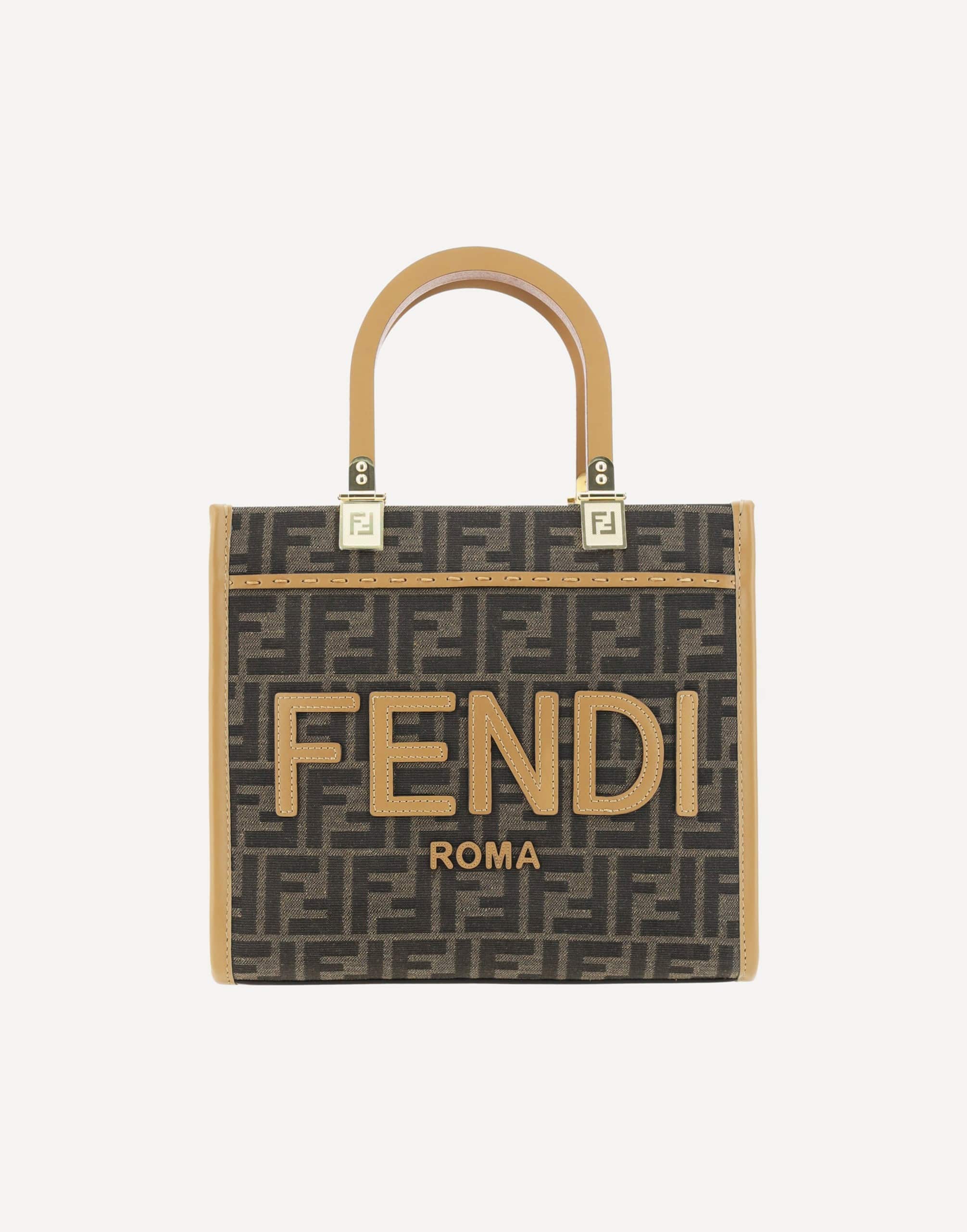 Fendi Roma Leather Logo Shopping Bag