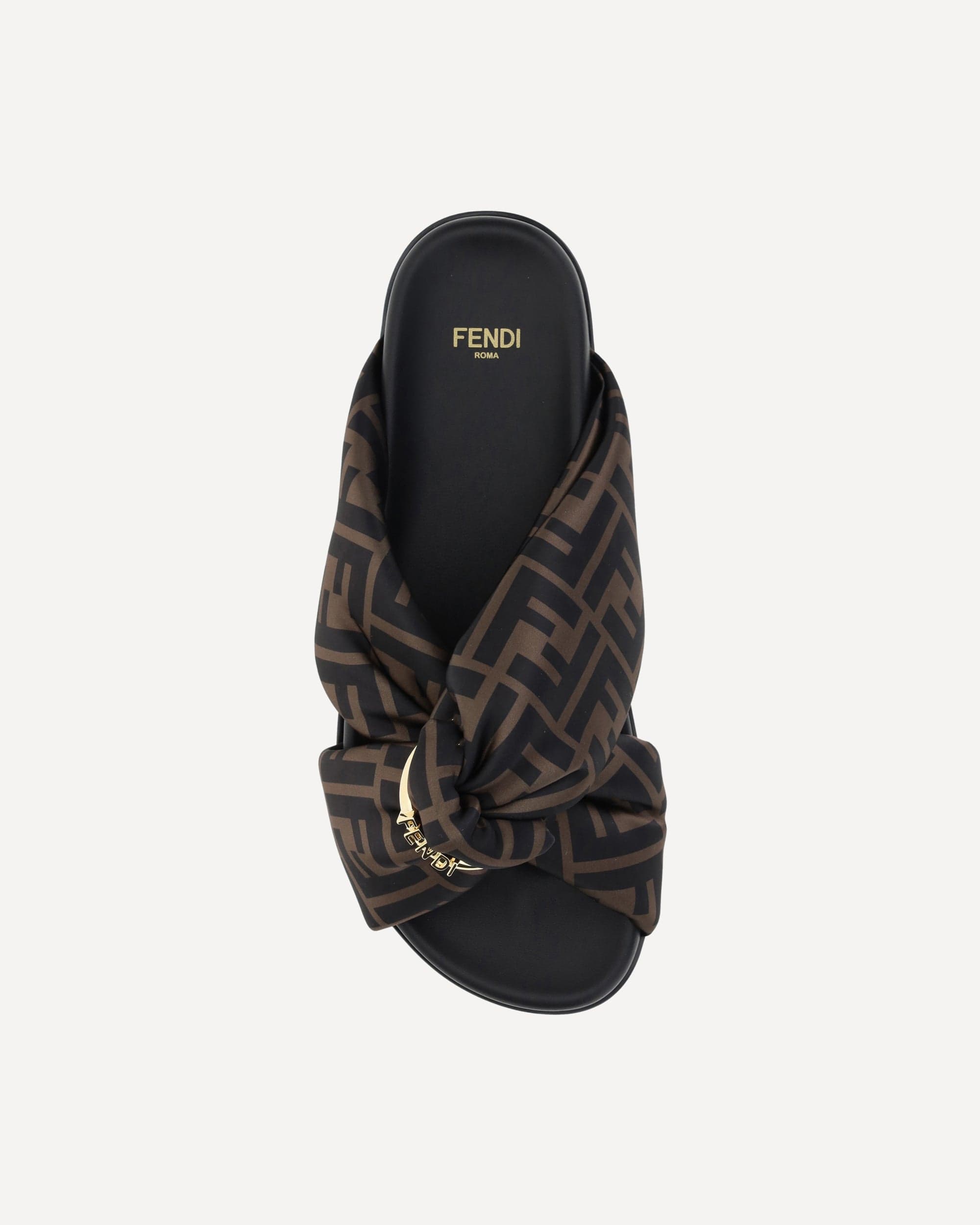 Fendi Satin Ff Slide Sandals