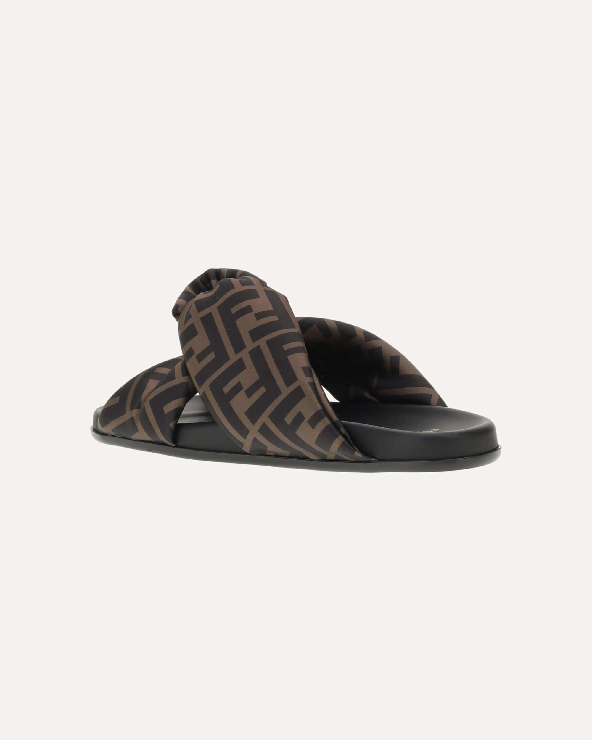 Fendi Satin Ff Slide Sandals