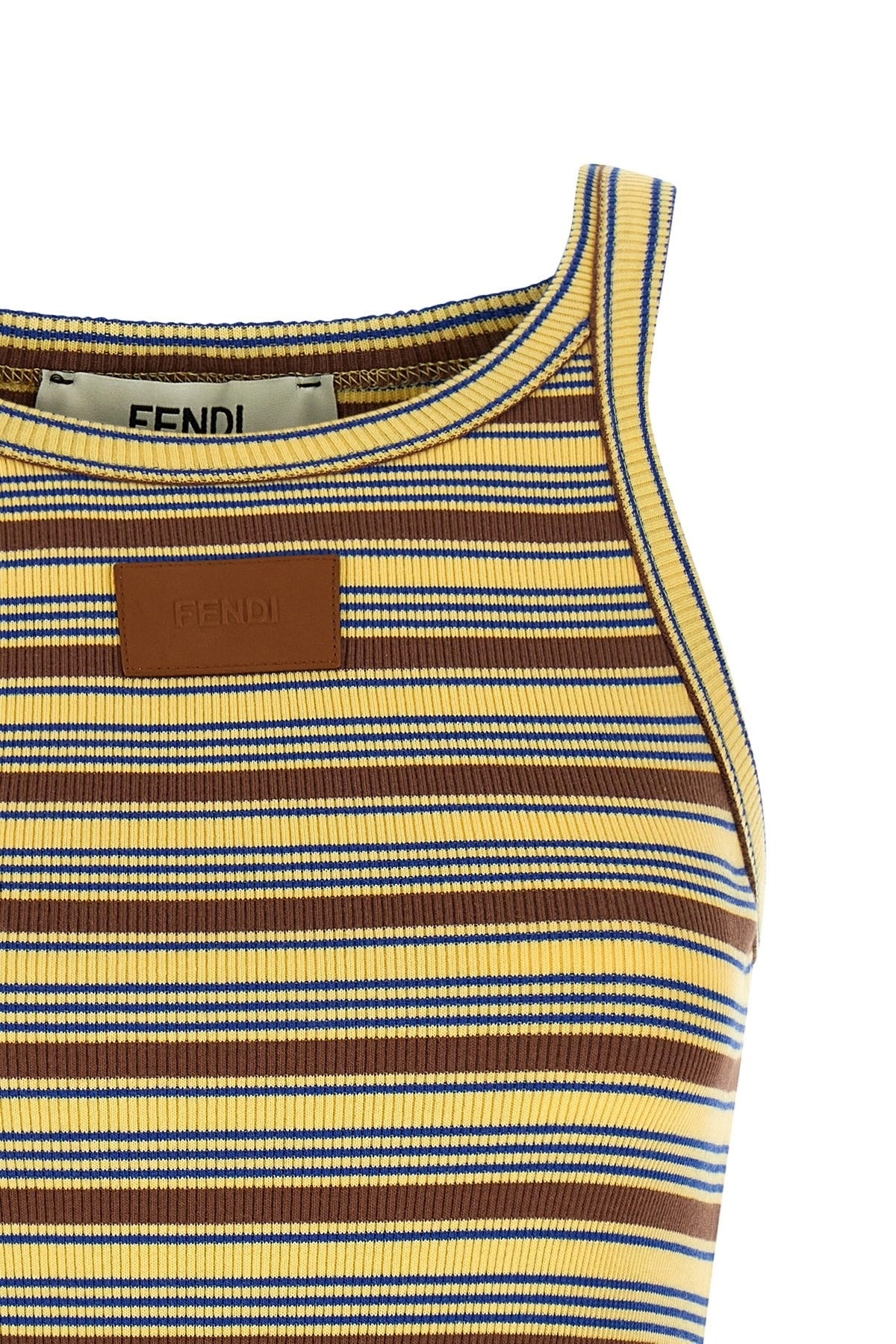 Fendi Sleeveless Striped Ribbed Top
