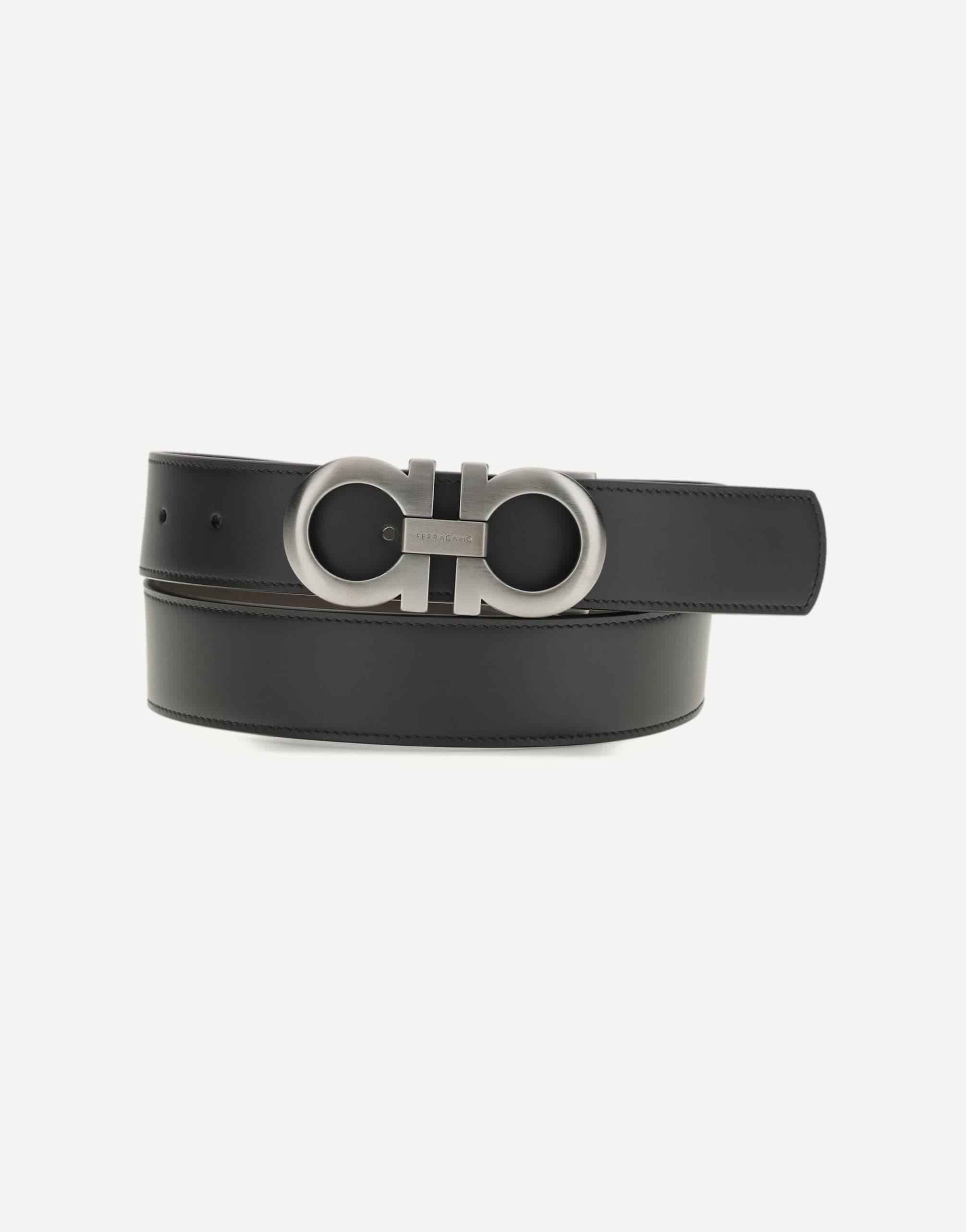 Ferragamo Double Leather Belt With Gancini