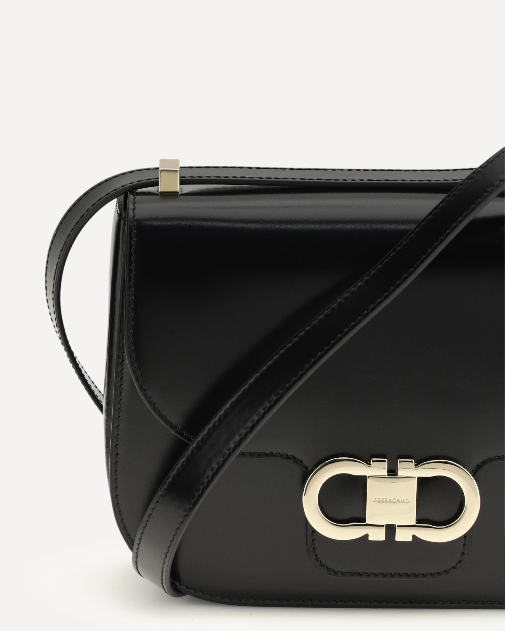 Ferragamo North-South Double Gancini Shoulder Bag