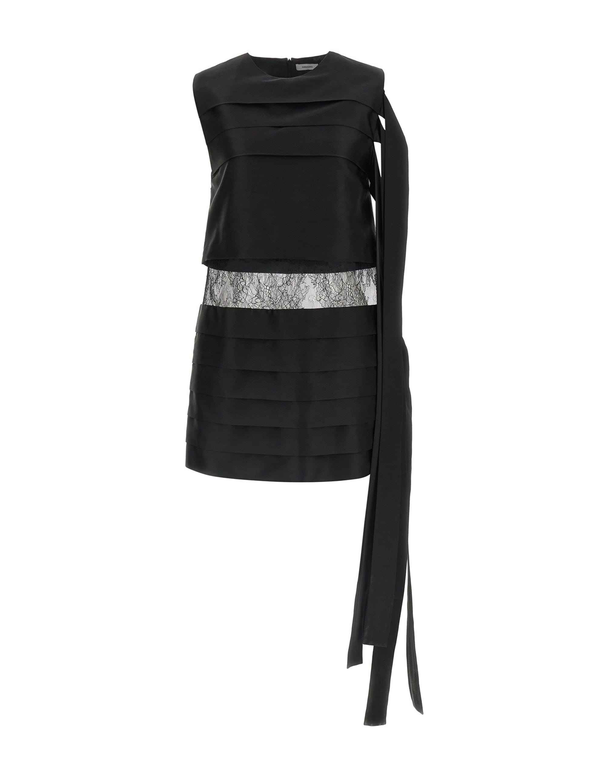 Ferragamo Ferragamo Silk Lace Insert Mini Dress