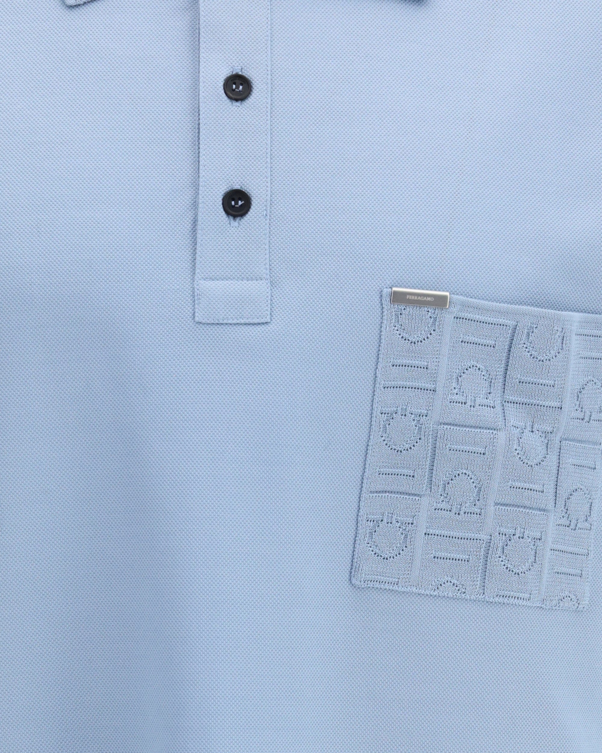 Ferragamo V-Neck Polo With Jacquard Pocket Detail