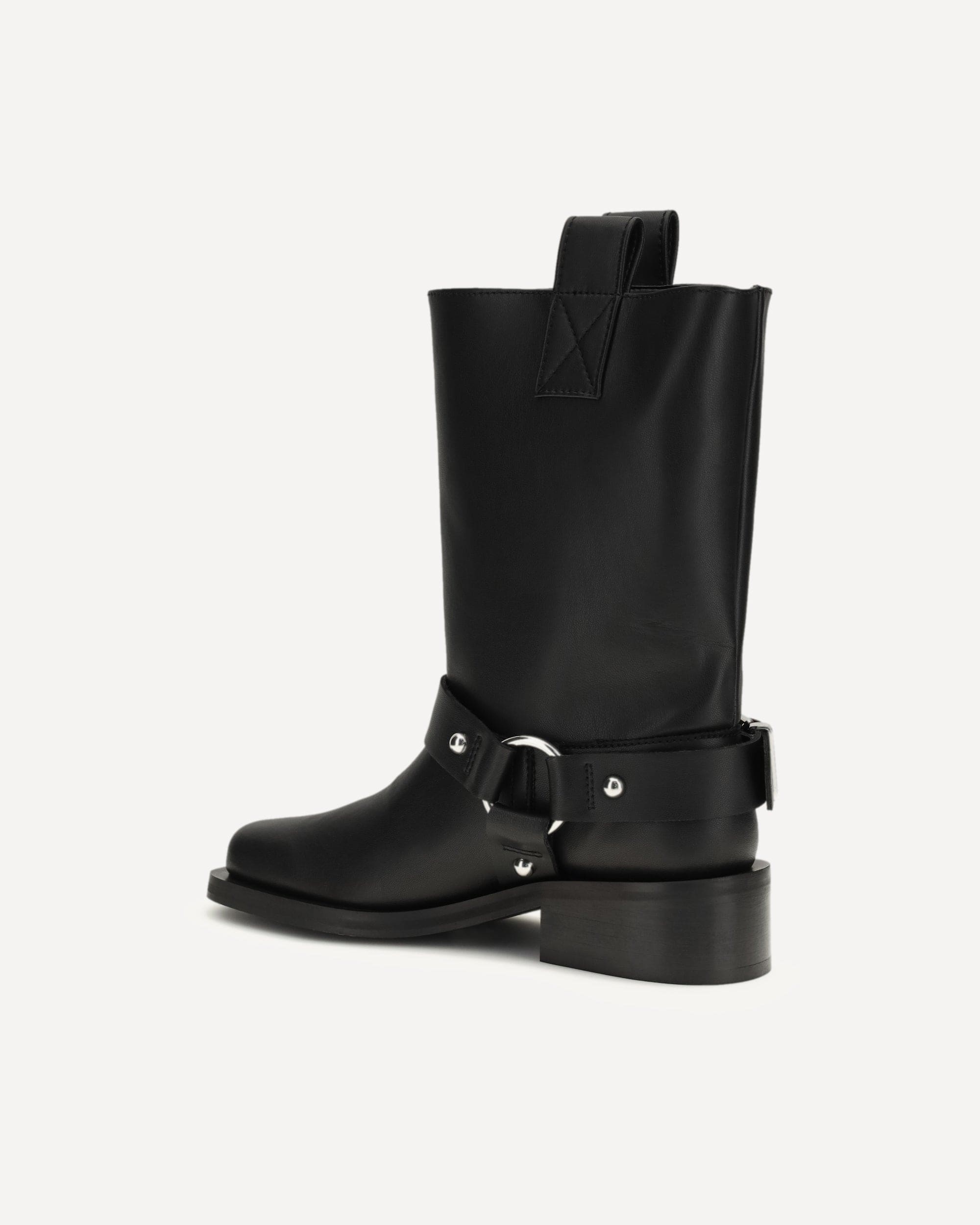 Ganni Biker Boots With Studded Buckle Strap