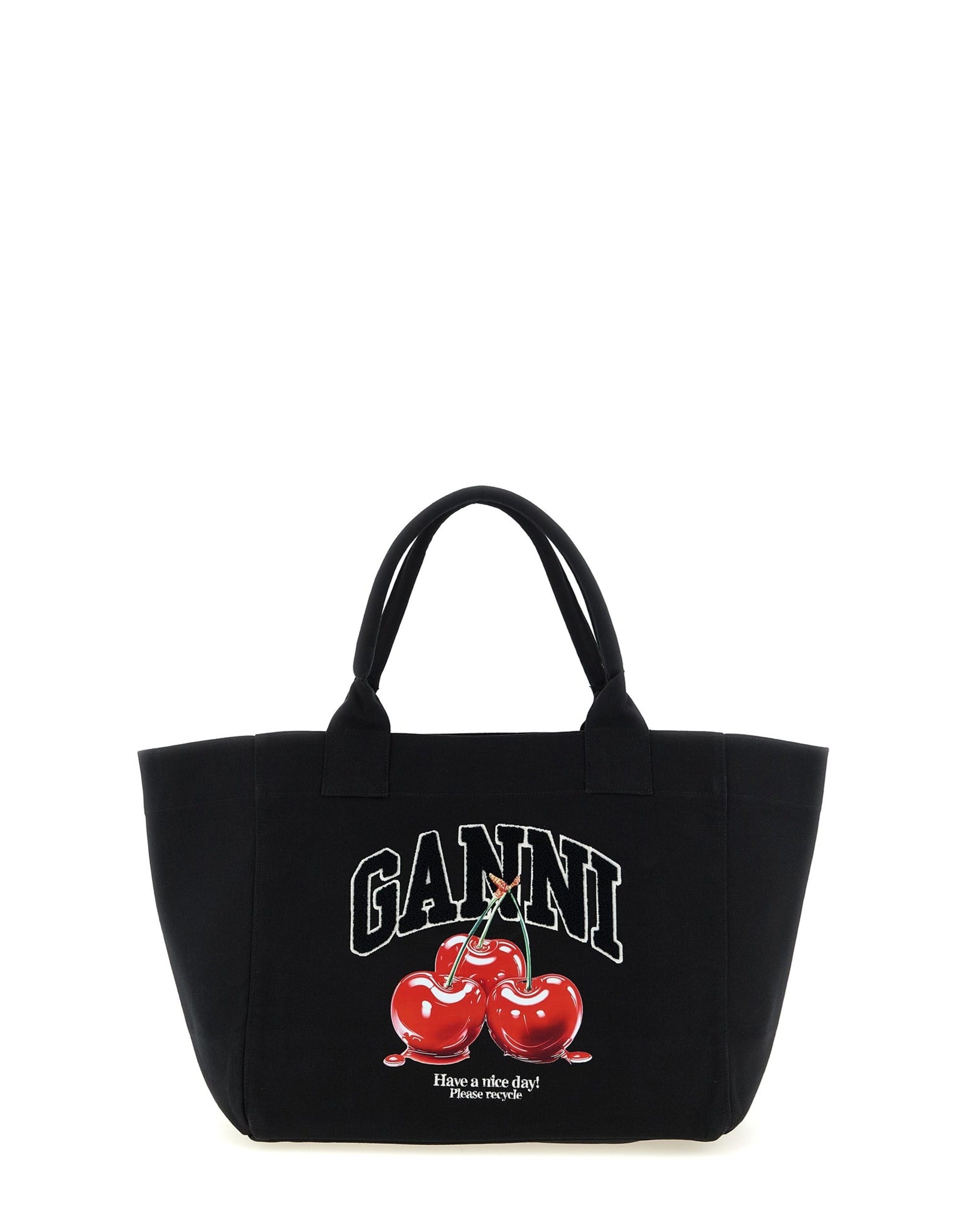 Ganni Ganni Black Medium Cherry Tote Bag