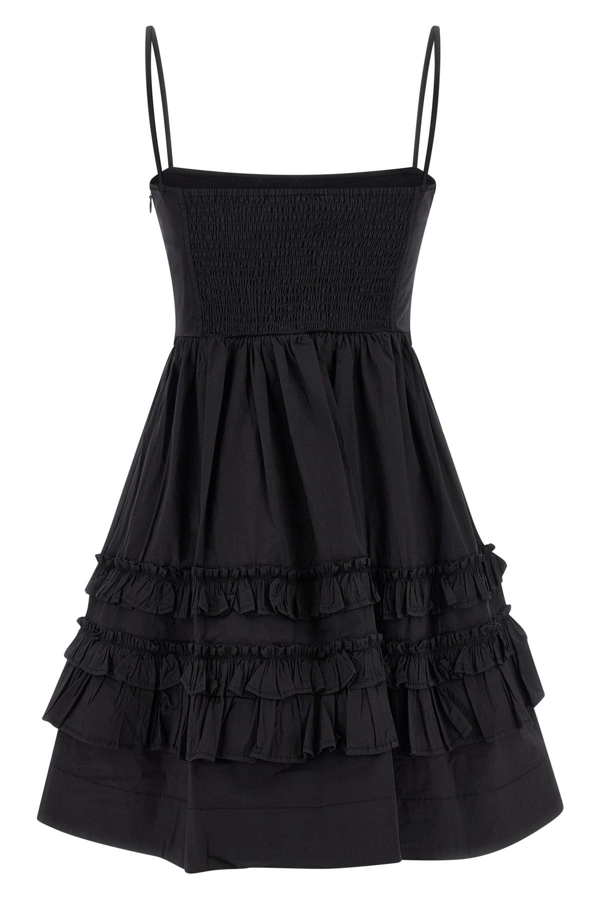 Ganni Ganni Black Mini Frill Dress