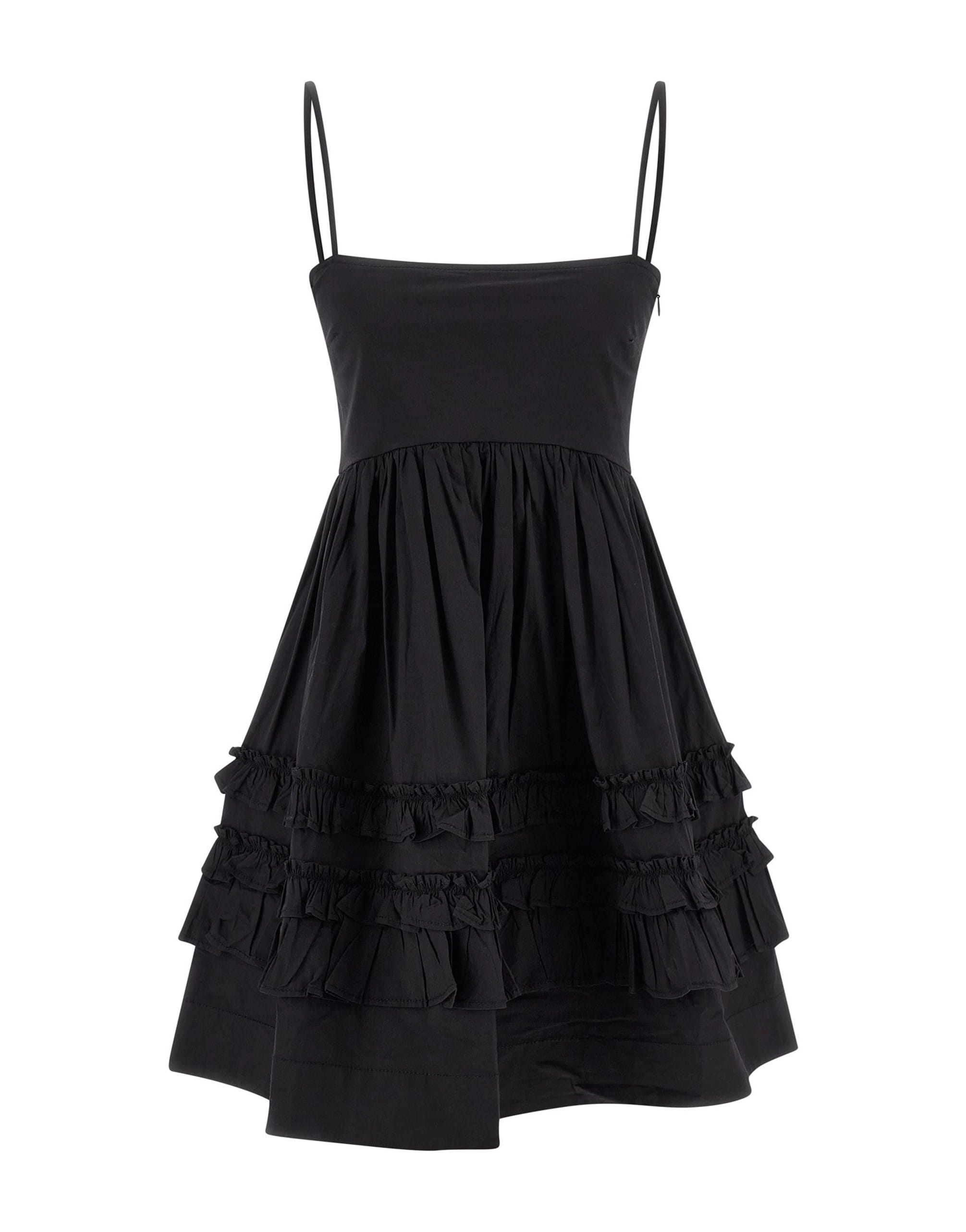 Ganni Ganni Black Mini Frill Dress