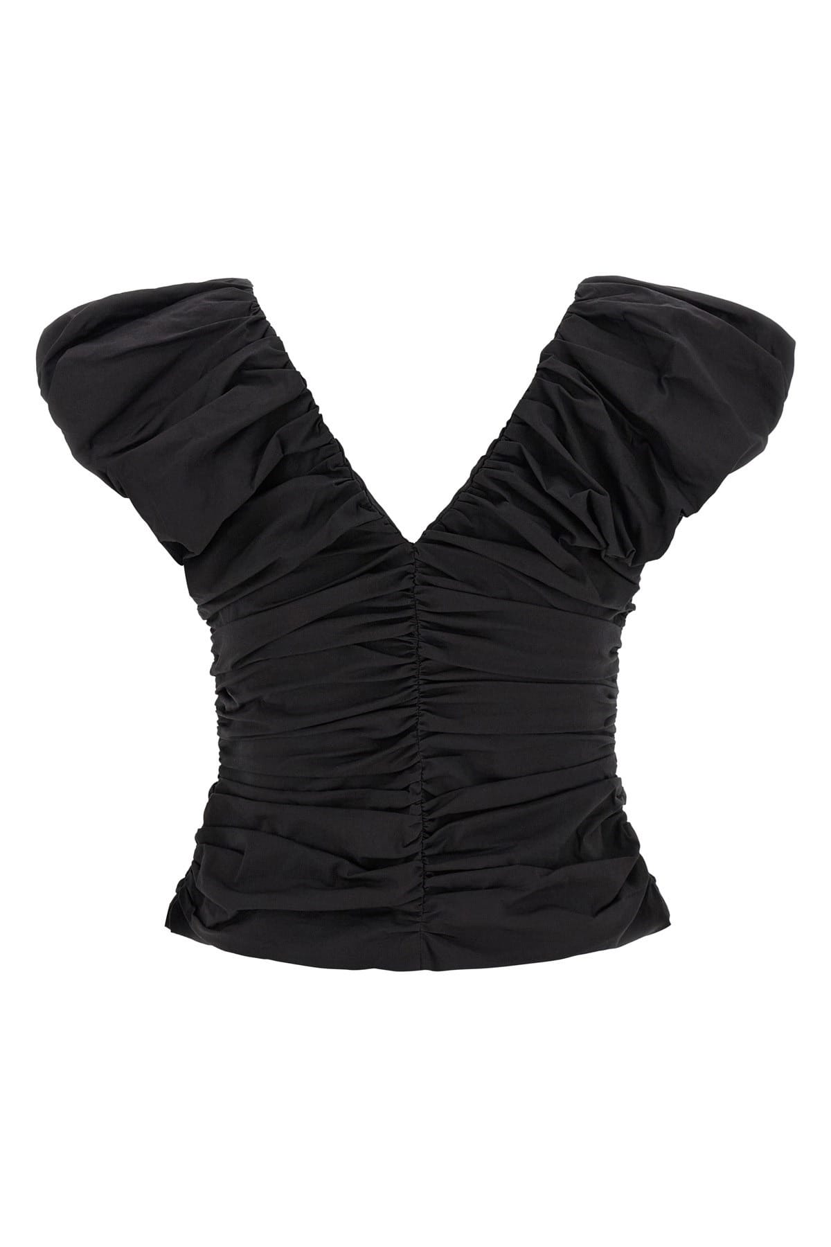 Ganni Ganni Black Ruched Top