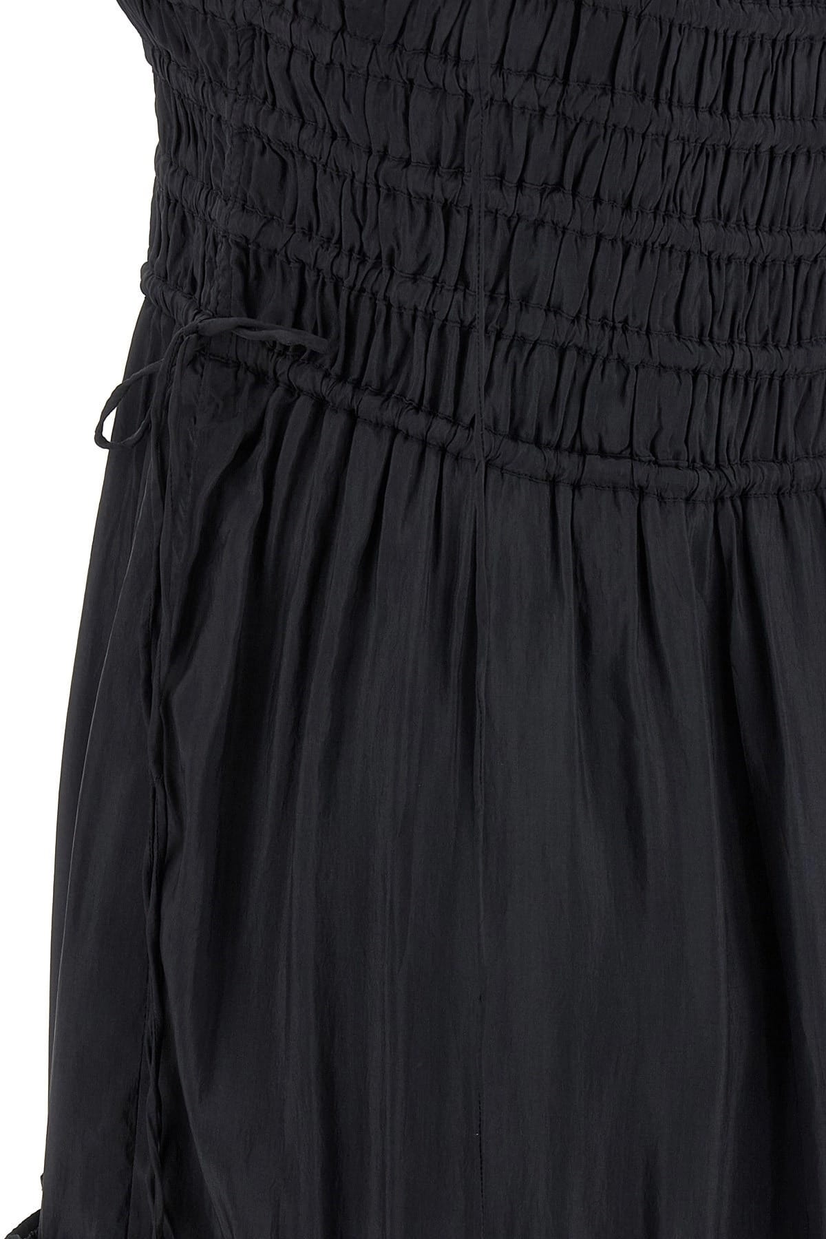 Ganni Ganni Black Smock Tie Dress