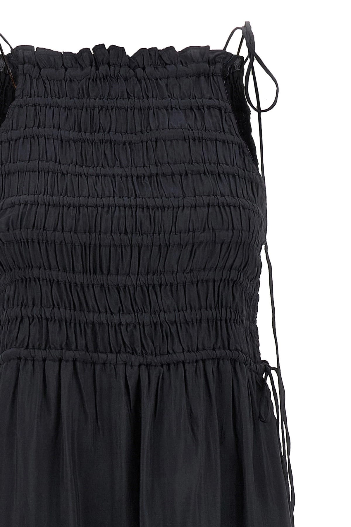 Ganni Ganni Black Smock Tie Dress
