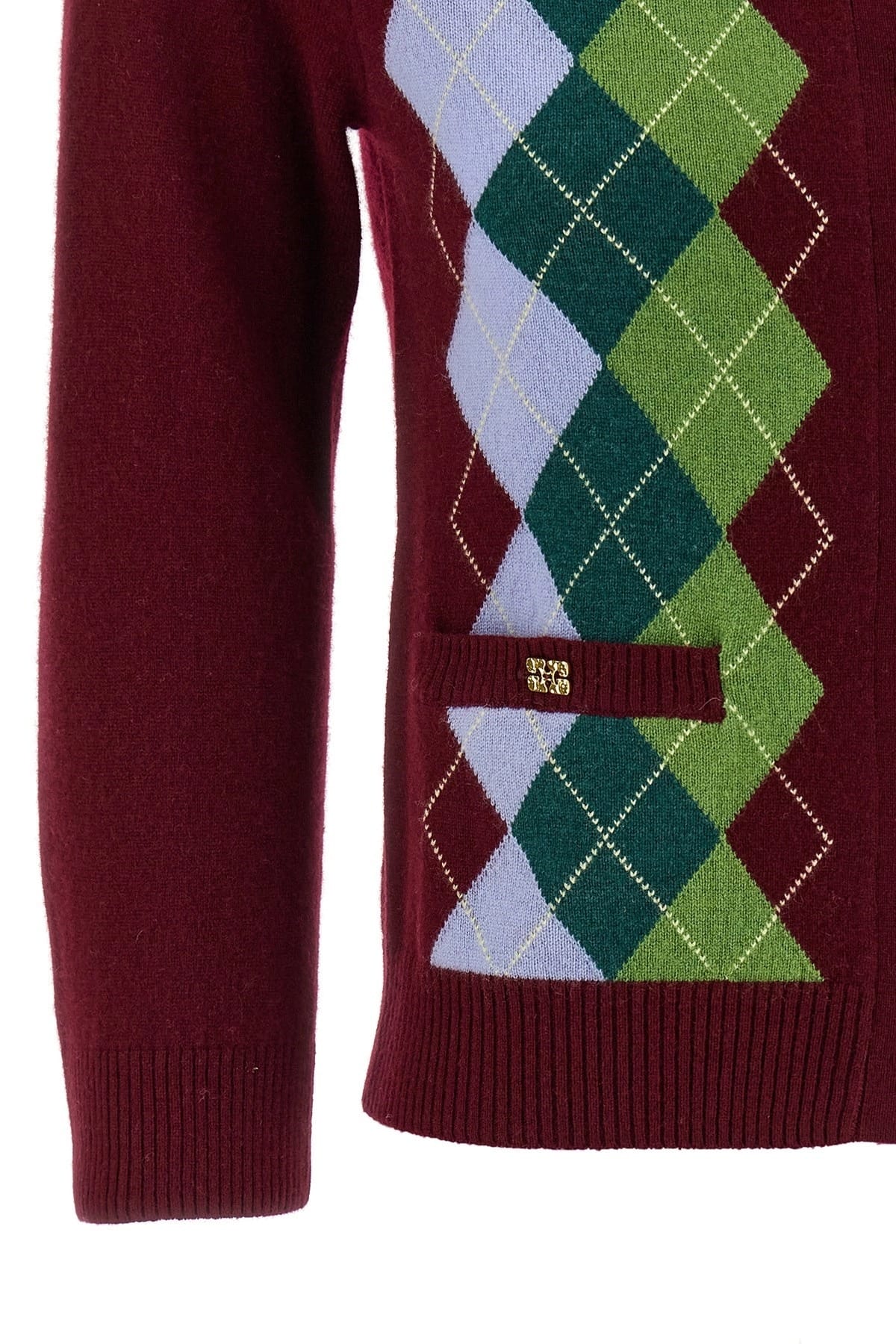 Ganni Ganni Burgundy Check Cardigan