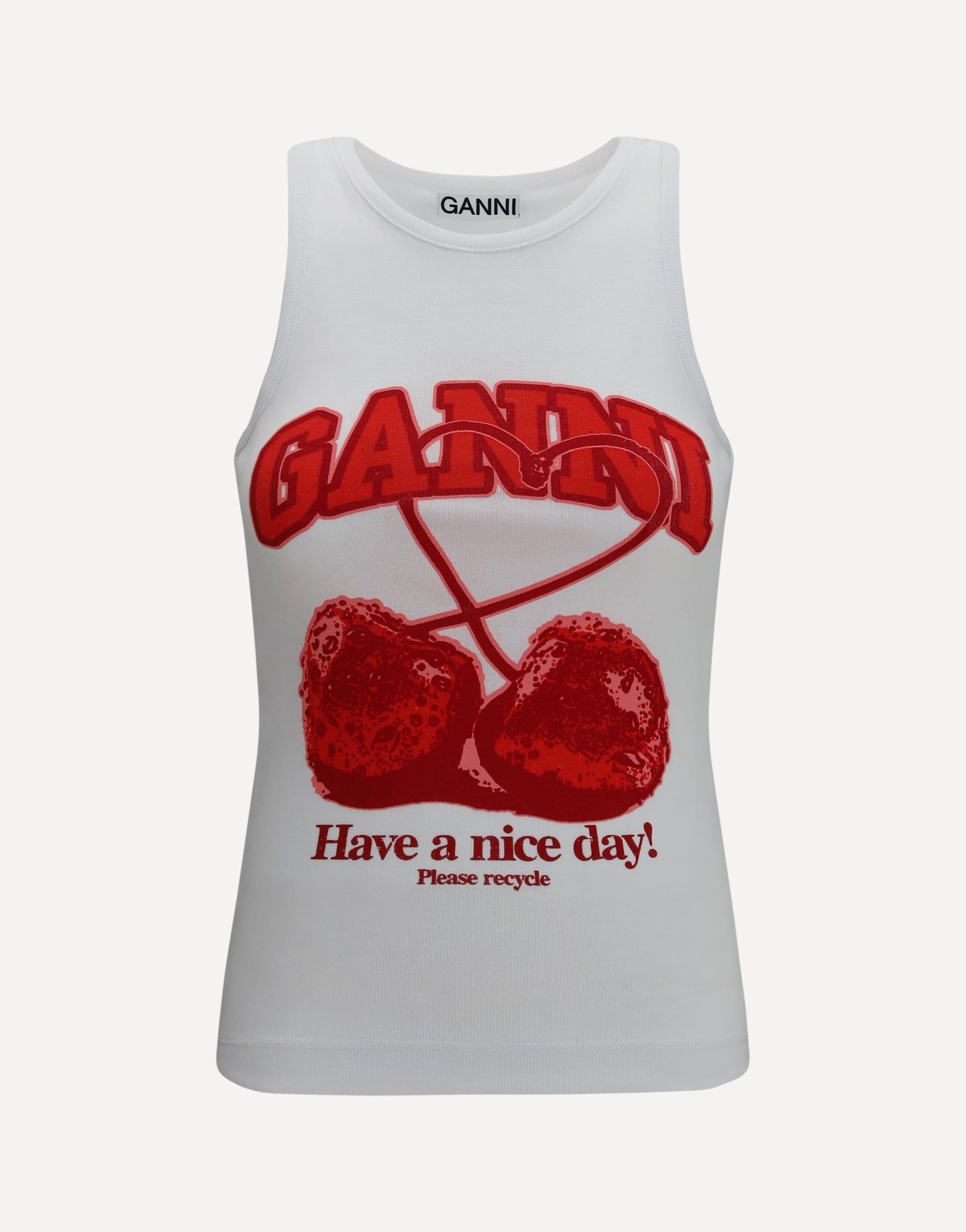 Ganni Ganni Cherries Cotton Tank Top