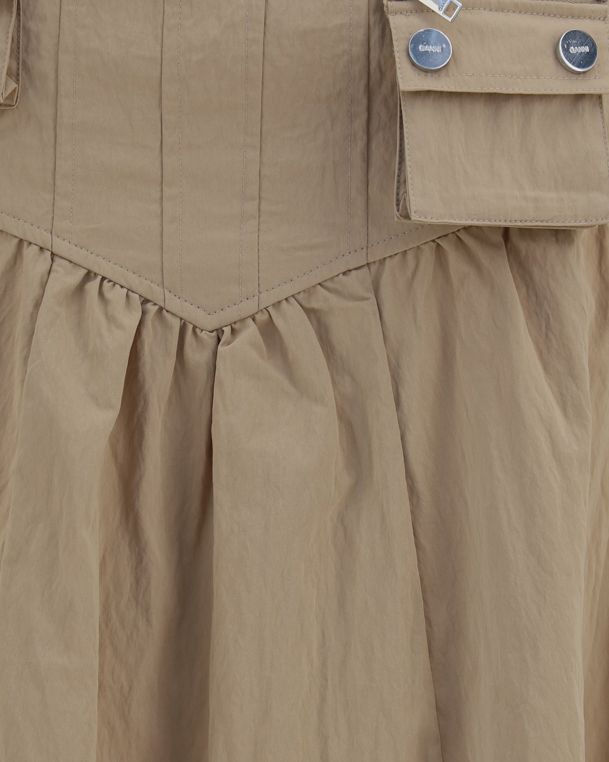 Ganni Corset Detail Ruched Midi Skirt