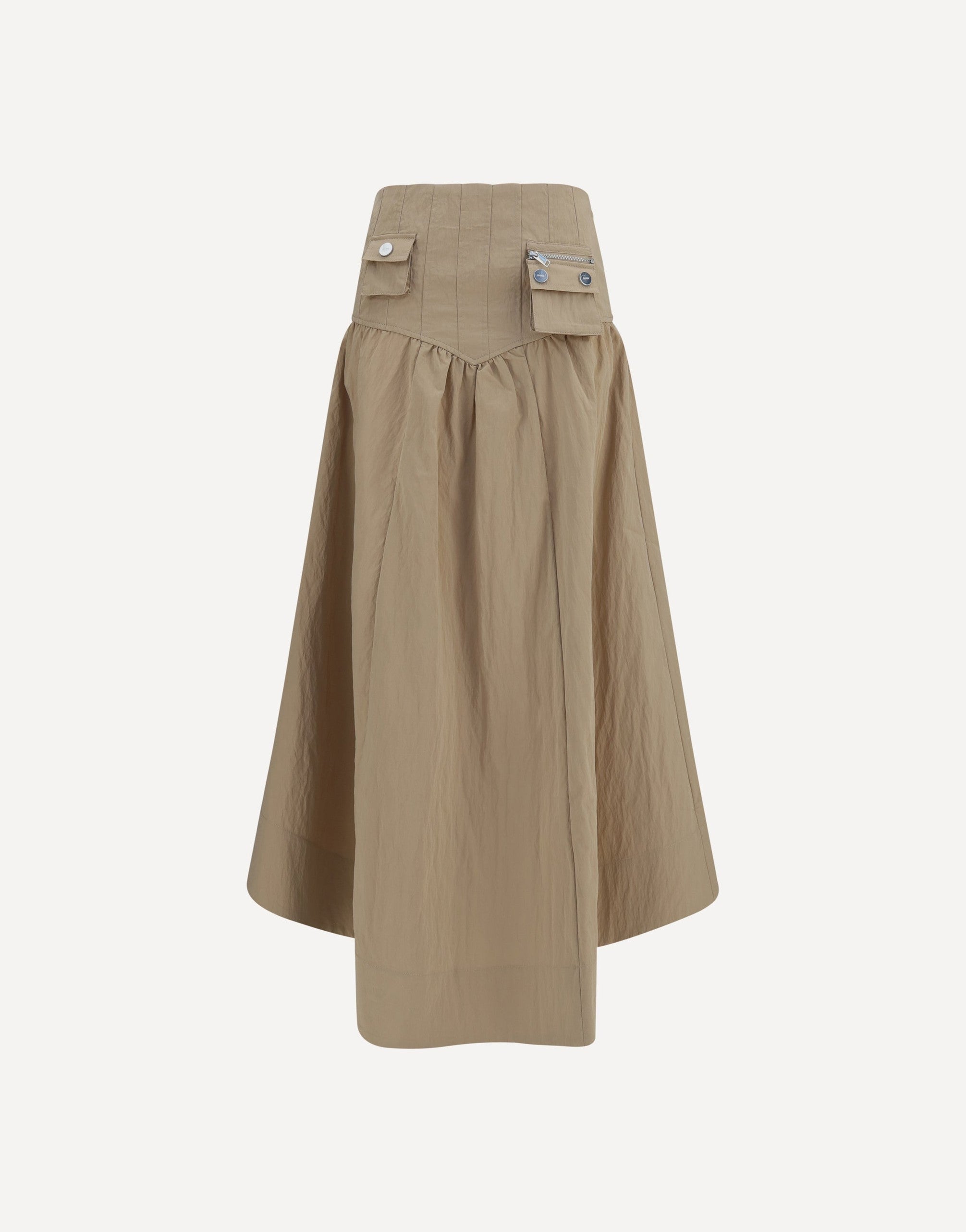 Ganni Corset Detail Ruched Midi Skirt