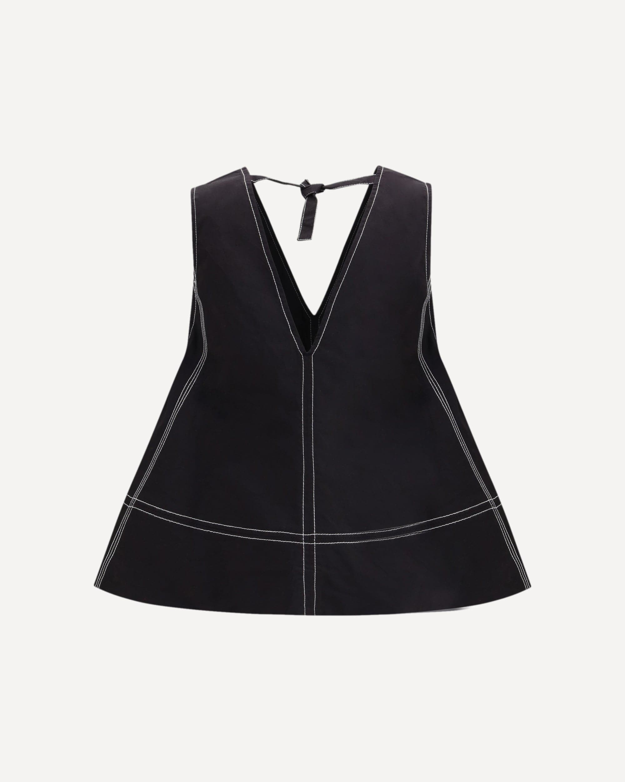 Ganni Cotton A-Line V-Neck Top