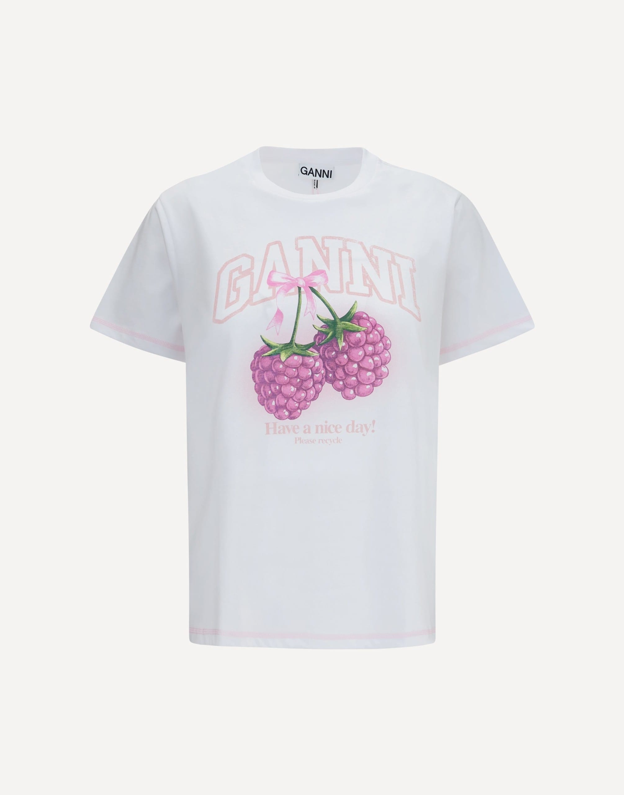 Ganni Ganni Cotton Raspberry T-Shirt