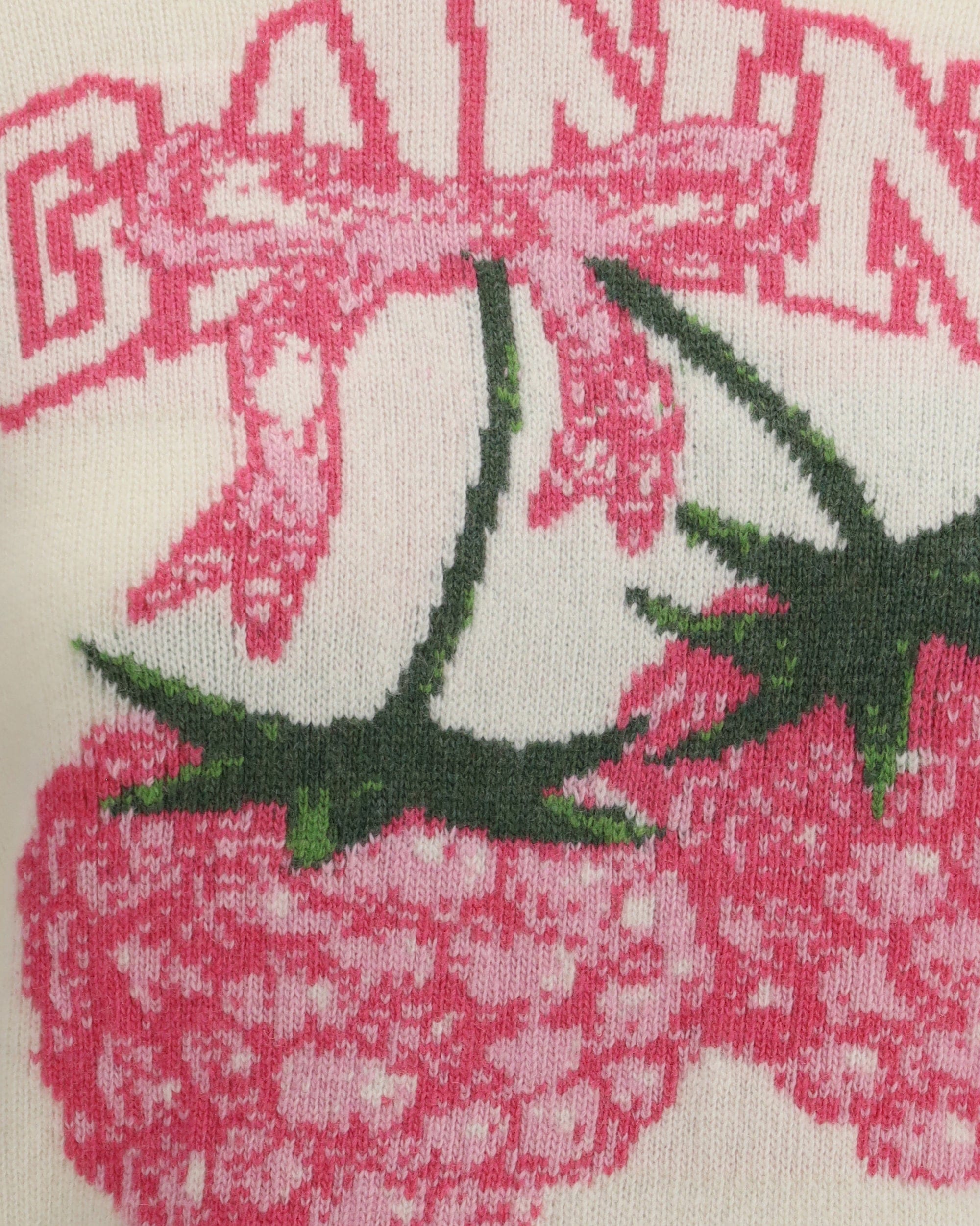 Ganni Crewneck Sweatshirt Raspberries Rhinestone Print