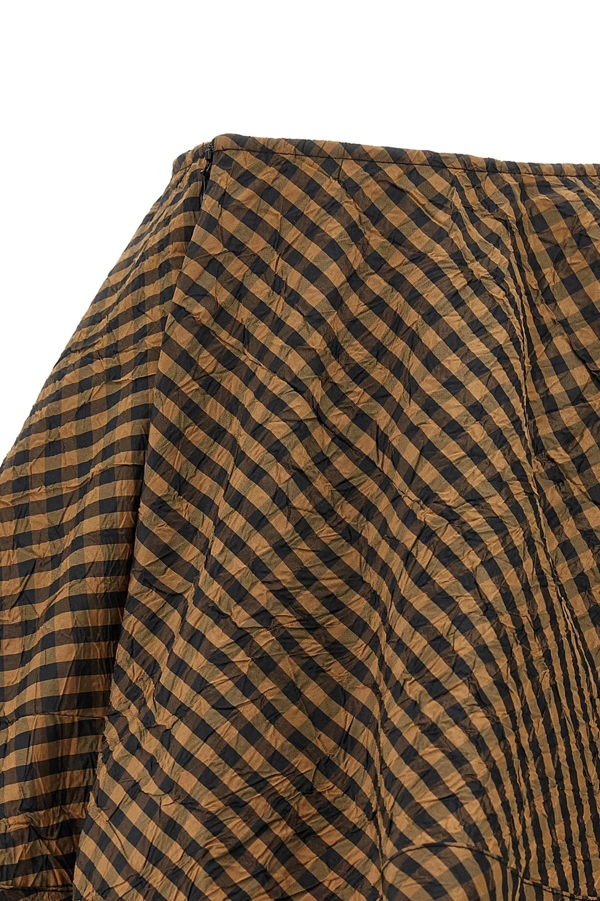 Ganni Ganni Crinckled Taffetà Check Skirt