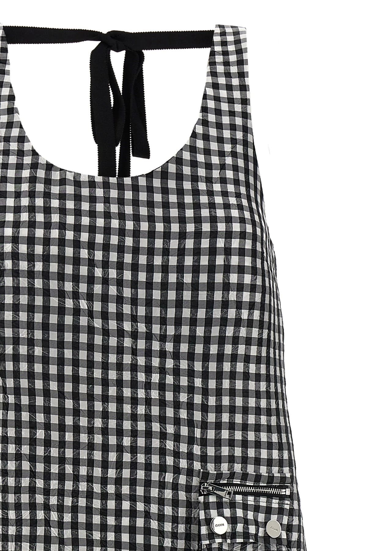Ganni Ganni Crinkled Check Long Dress