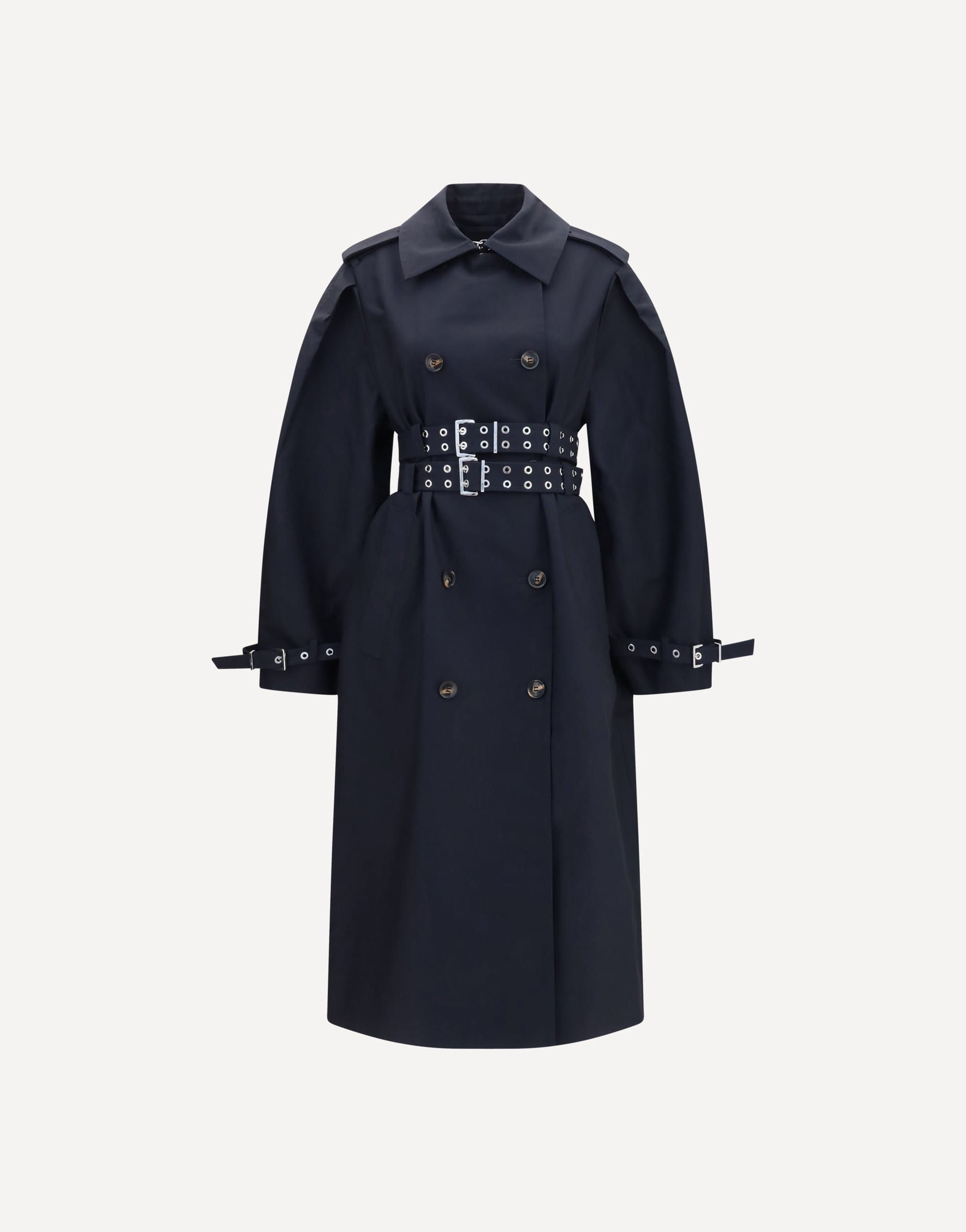 Ganni Ganni Double-Breasted Cotton Trench Coat