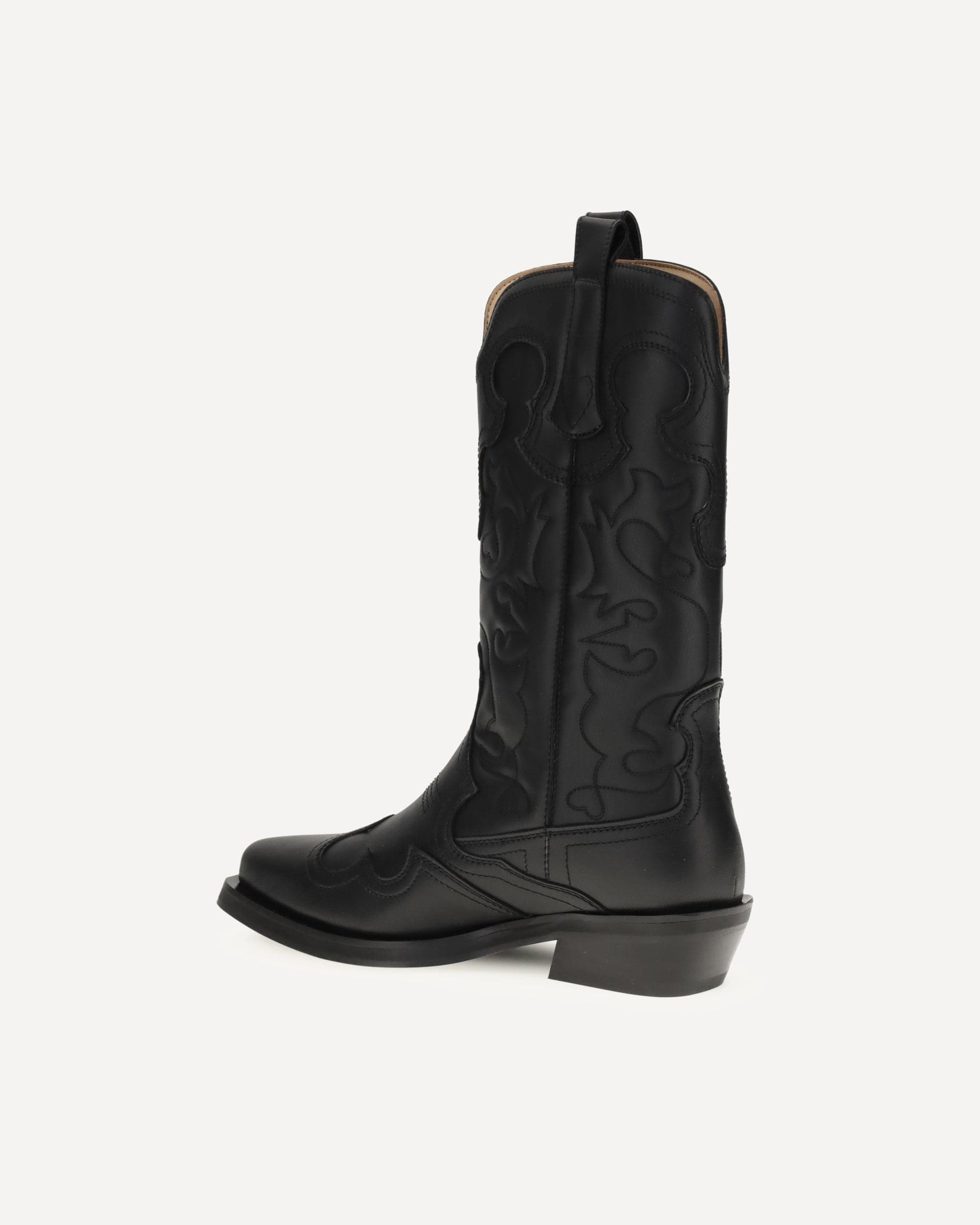 Ganni Embroidered Western Mid-Calf Boots