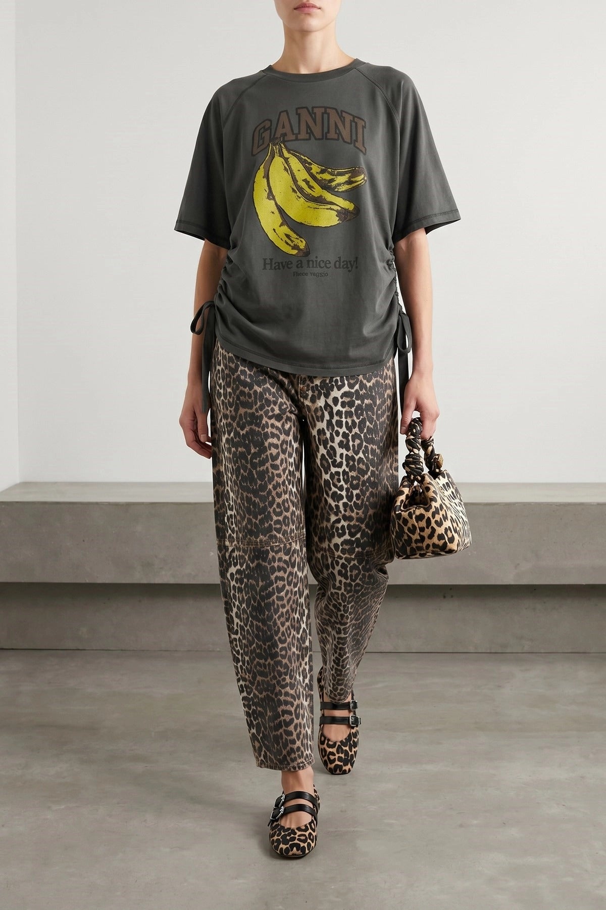 Ganni Grey Banana T-Shirt - alternate view
