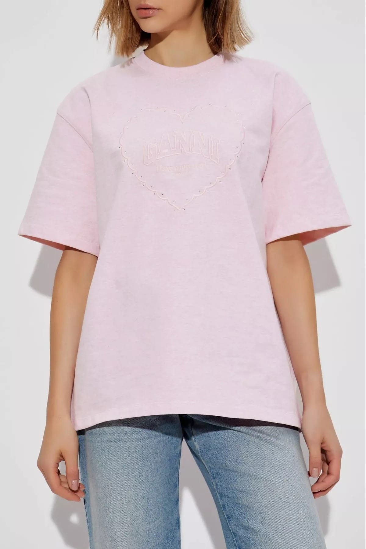 Ganni Heart Embroidered T-Shirt - alternate view