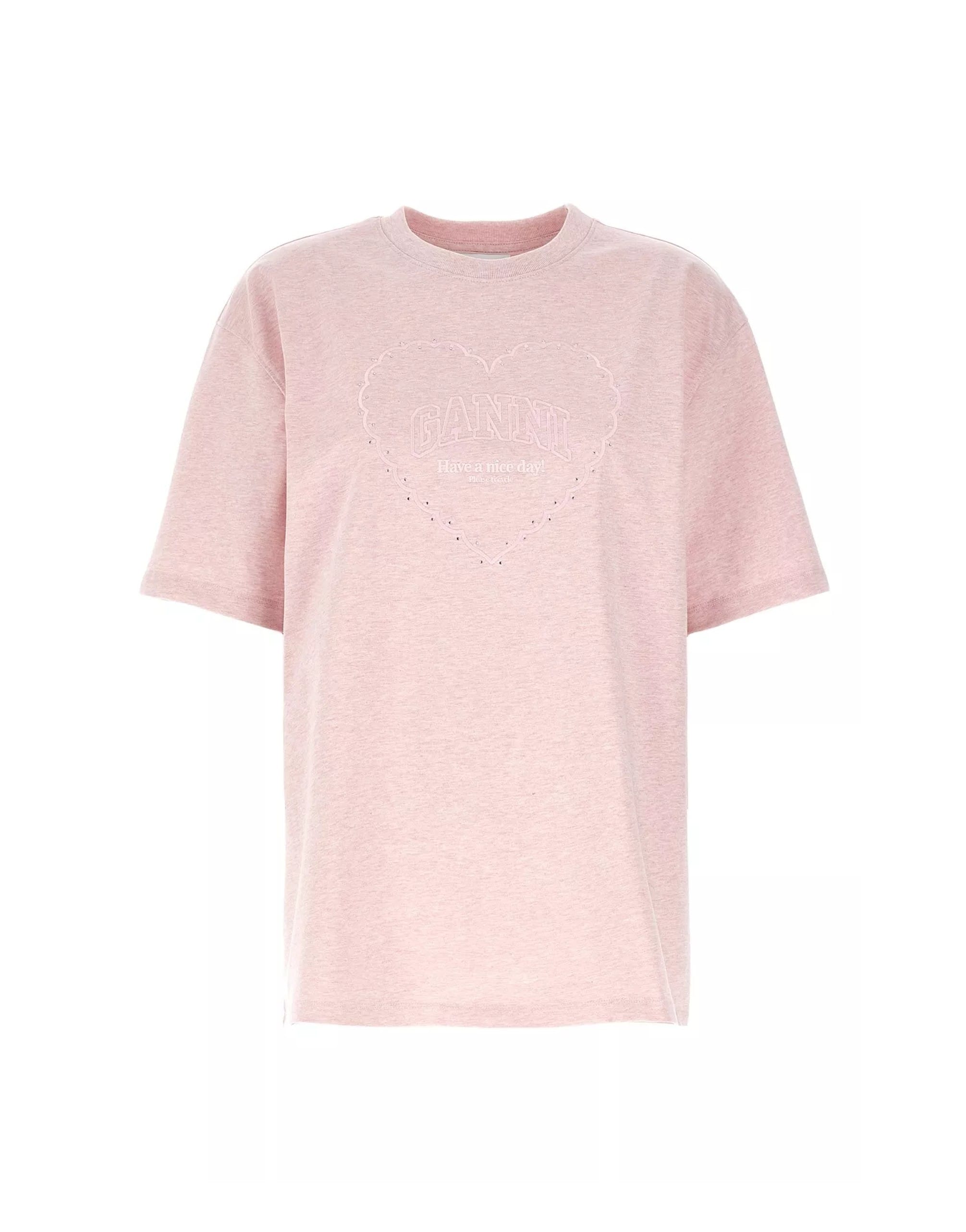 Ganni Ganni Heart Embroidered T-Shirt