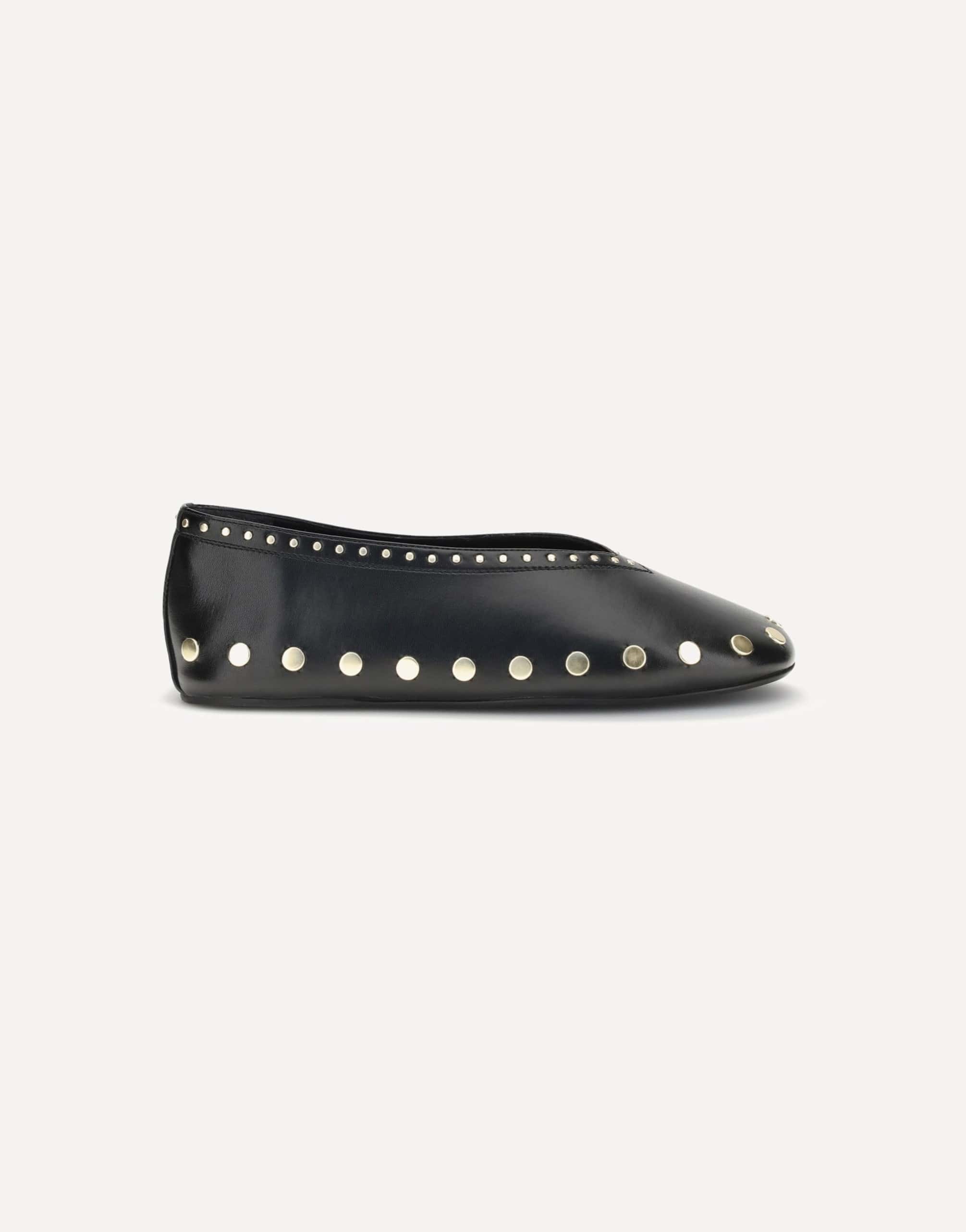 Ganni Jenny Ballerinas Gold-Tone Stud Trim