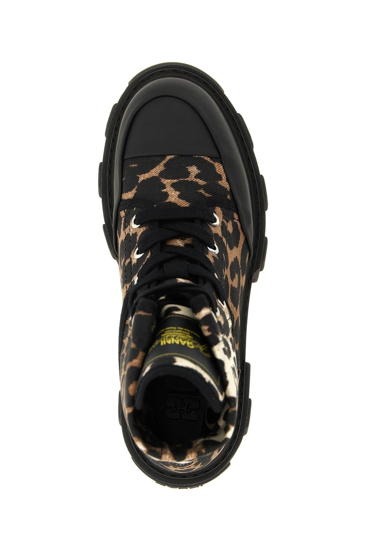 Ganni Ganni Leopard Print Denim Ankle Boots
