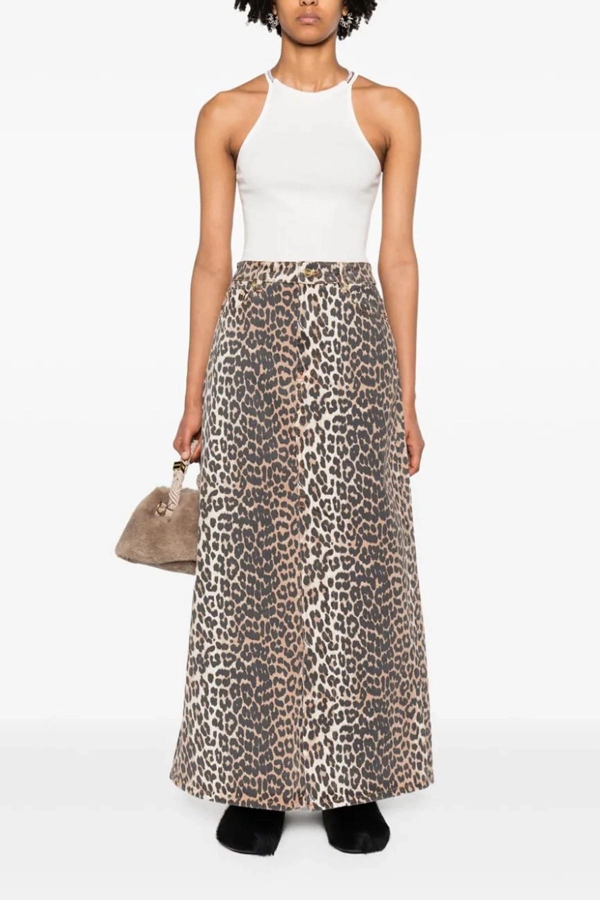 Ganni Luipaardprint Lange Rok - alternate view