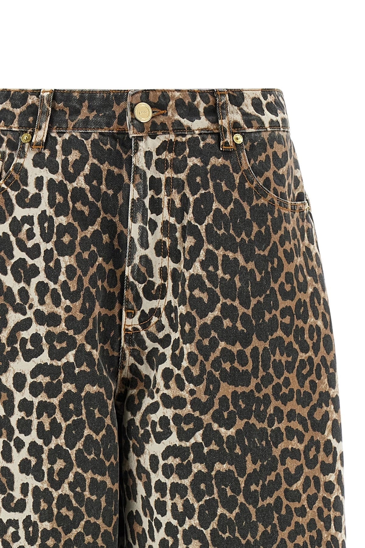 Ganni Leopard Printed Stary Jeans